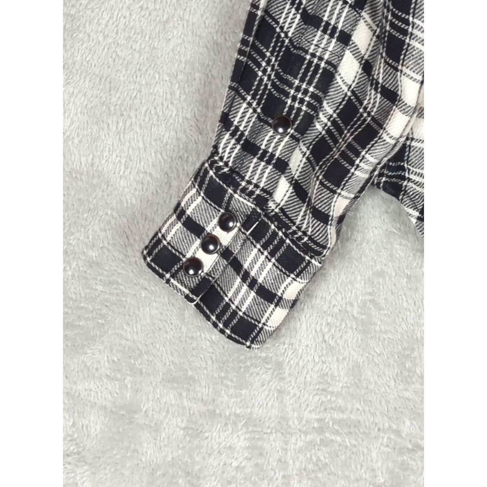 Polo Ralph Lauren POLO RALPH LAUREN Women Button-Up Shirt Black Ivory Plaid Long Sleeve Snap Western 10 Size L / US 10 / IT 46 - 4 Thumbnail