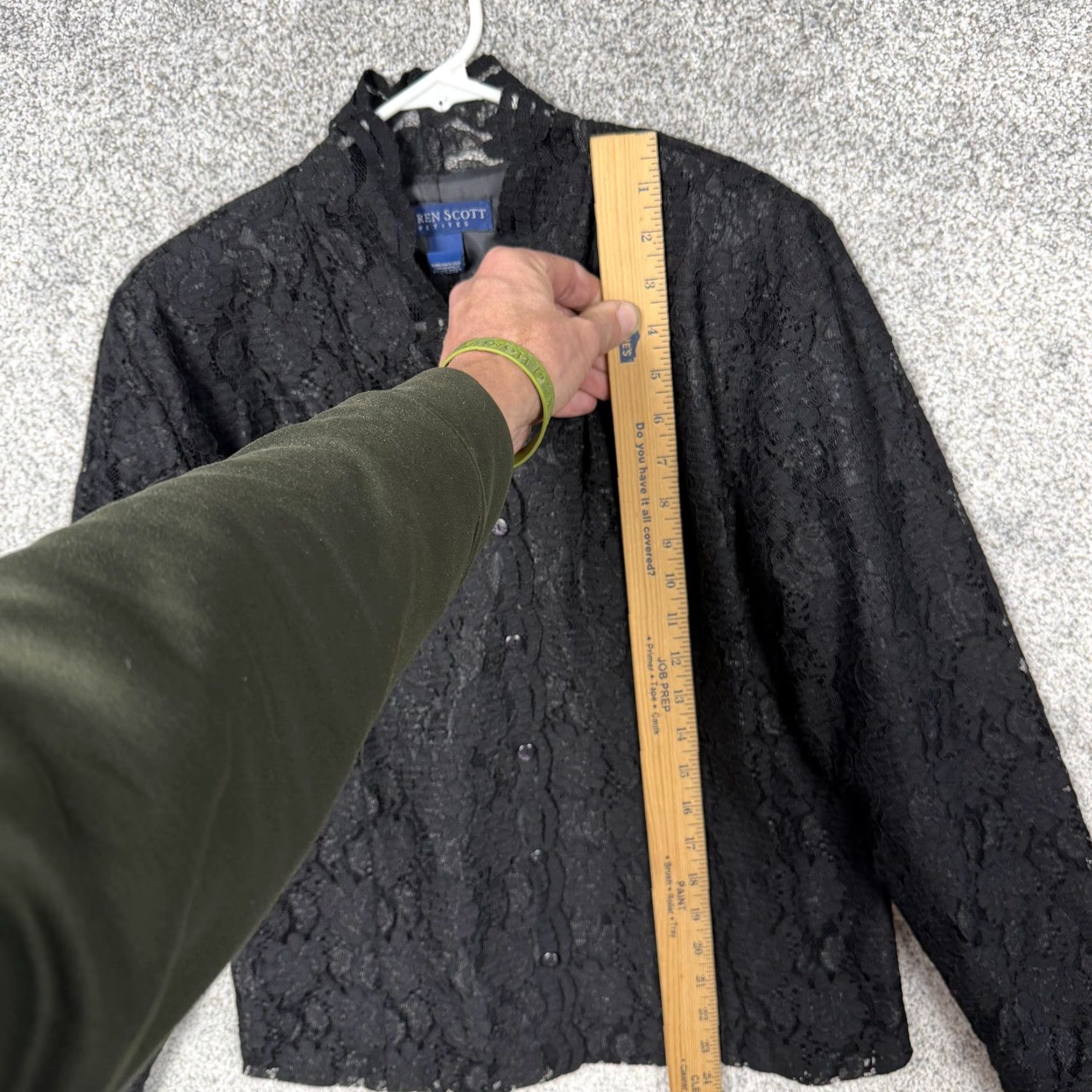 Vintage VINTAGE Karen Scott Blouse PM Black Lace Dark Romantic Coquette Whimsigoth Womens Long Sleeve V-Neck PM Black Lace Size M / US 6-8 / IT 42-44 - 2 Thumbnail