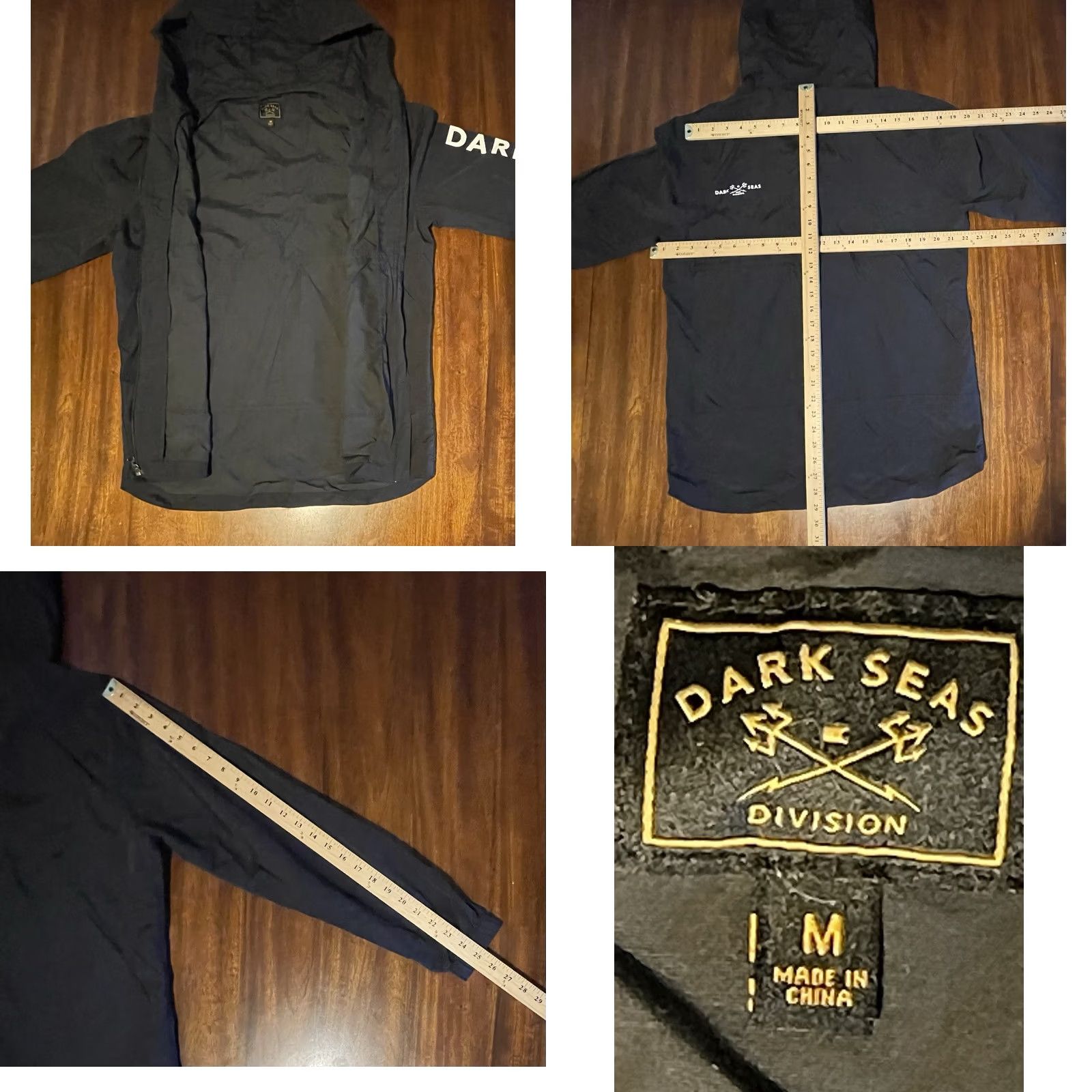 Vintage Dark Seas Jacket Windbreaker Hooded Nylon Black M Men Wind-Resistant Full Zip Pockets Logo Outdoors Surfer Skateboarding 90s Style Size US M / EU 48-50 / 2 - 8 Thumbnail
