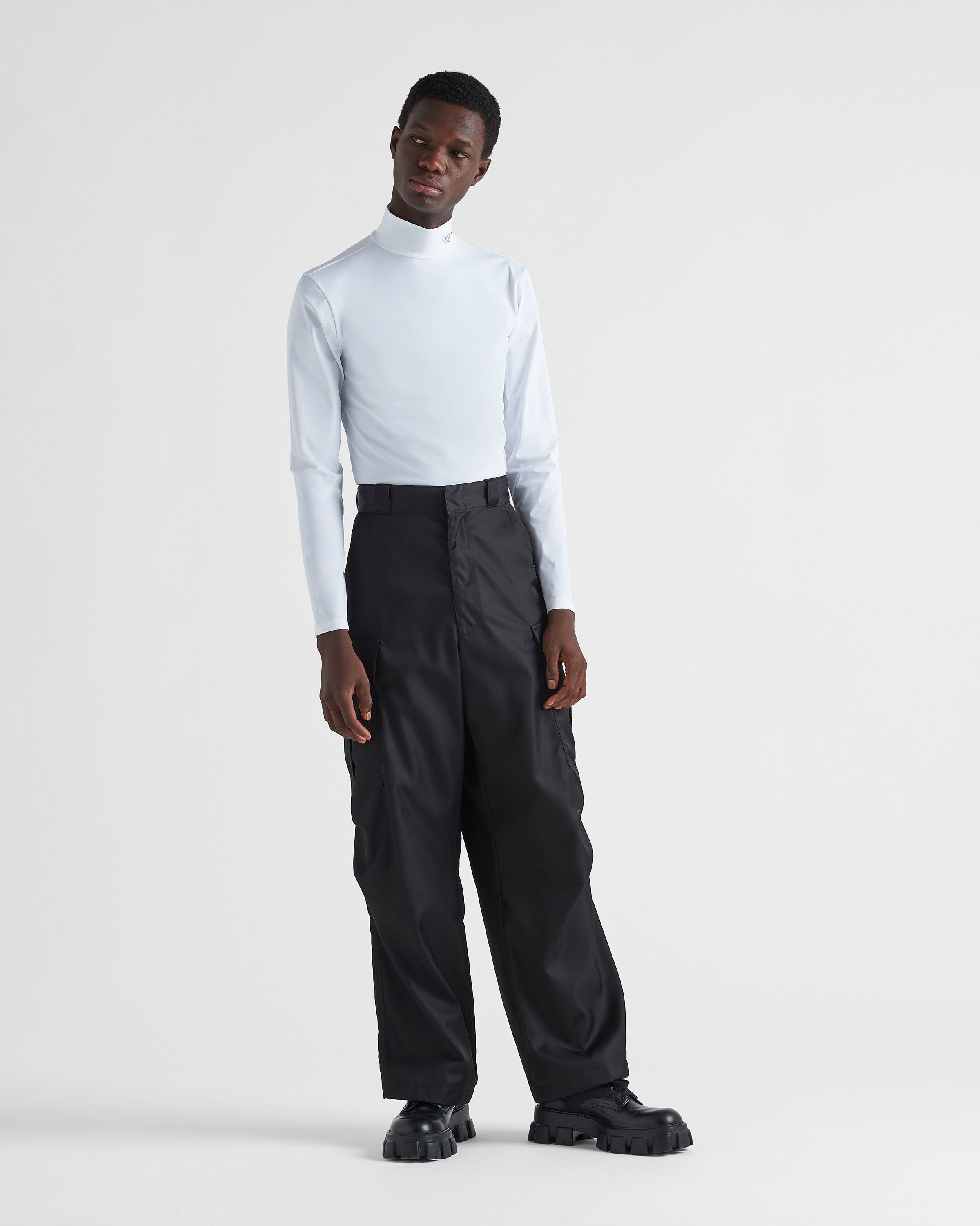 Prada o1bcso1str1025 Stretch Cotton Turtleneck Sweater in White Size US L / EU 52-54 / 3 - 2 Thumbnail