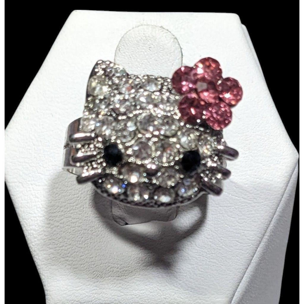 Other Coquette Glam Cute Kitten Rhinestone Adjustable Ring Size 8 Size ONE SIZE - 1 Thumbnail