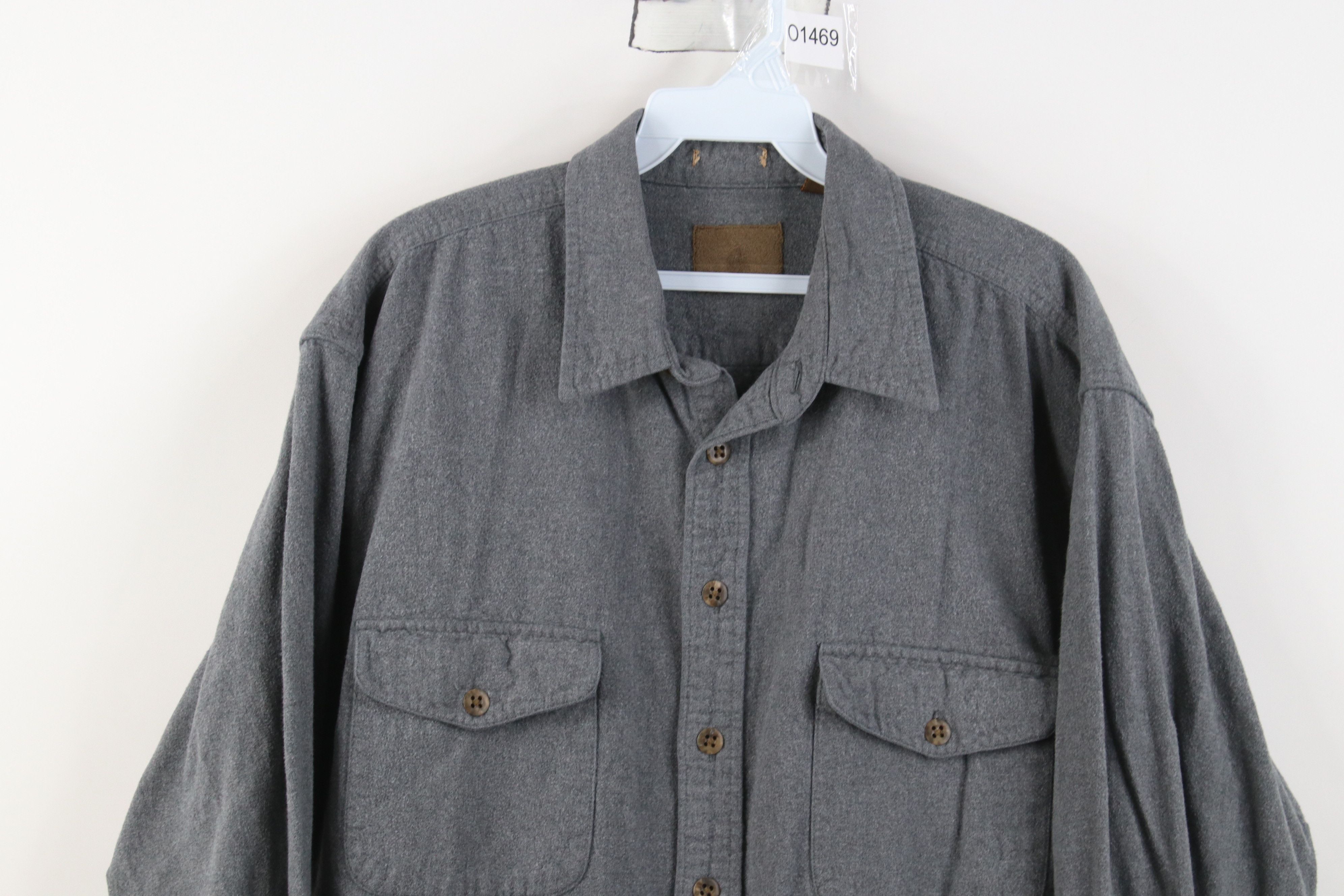 Vintage Vintage 90s Streetwear Heavy Chamois Cloth Button Shirt Gray Size US L / EU 52-54 / 3 - 2 Thumbnail