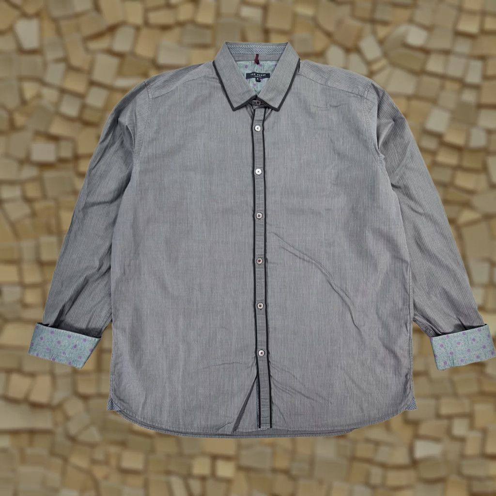 Ted Baker Ted Baker Mens Button-Up Shirt Grey 2XL Striped Cotton Lyocell Long Sleeve Collared Button-Up Regular Mens Clothing City Classic Designer Vintage: No Size US XXL / EU 58 / 5 - 1 Thumbnail