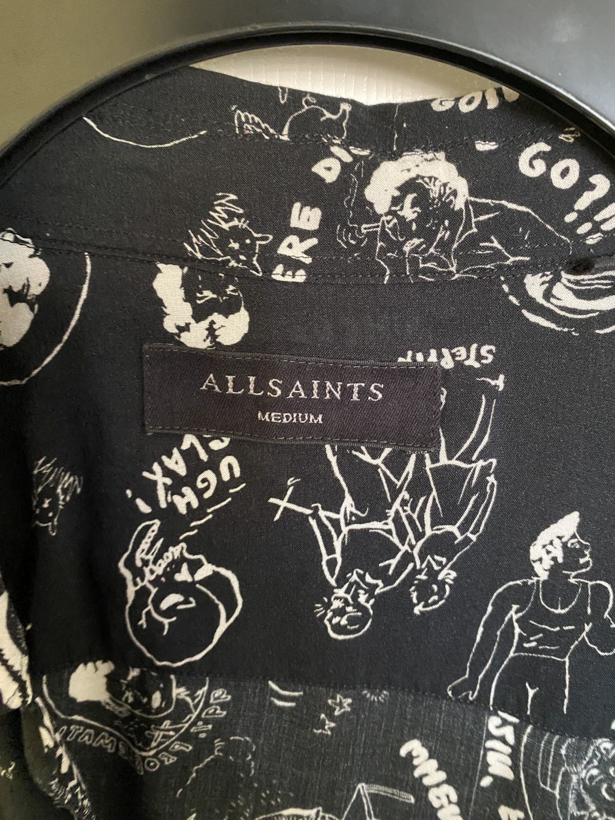 Allsaints Allsaints Feels Men’s Black Camp Collar Shirt Medium Size US M / EU 48-50 / 2 - 3 Thumbnail