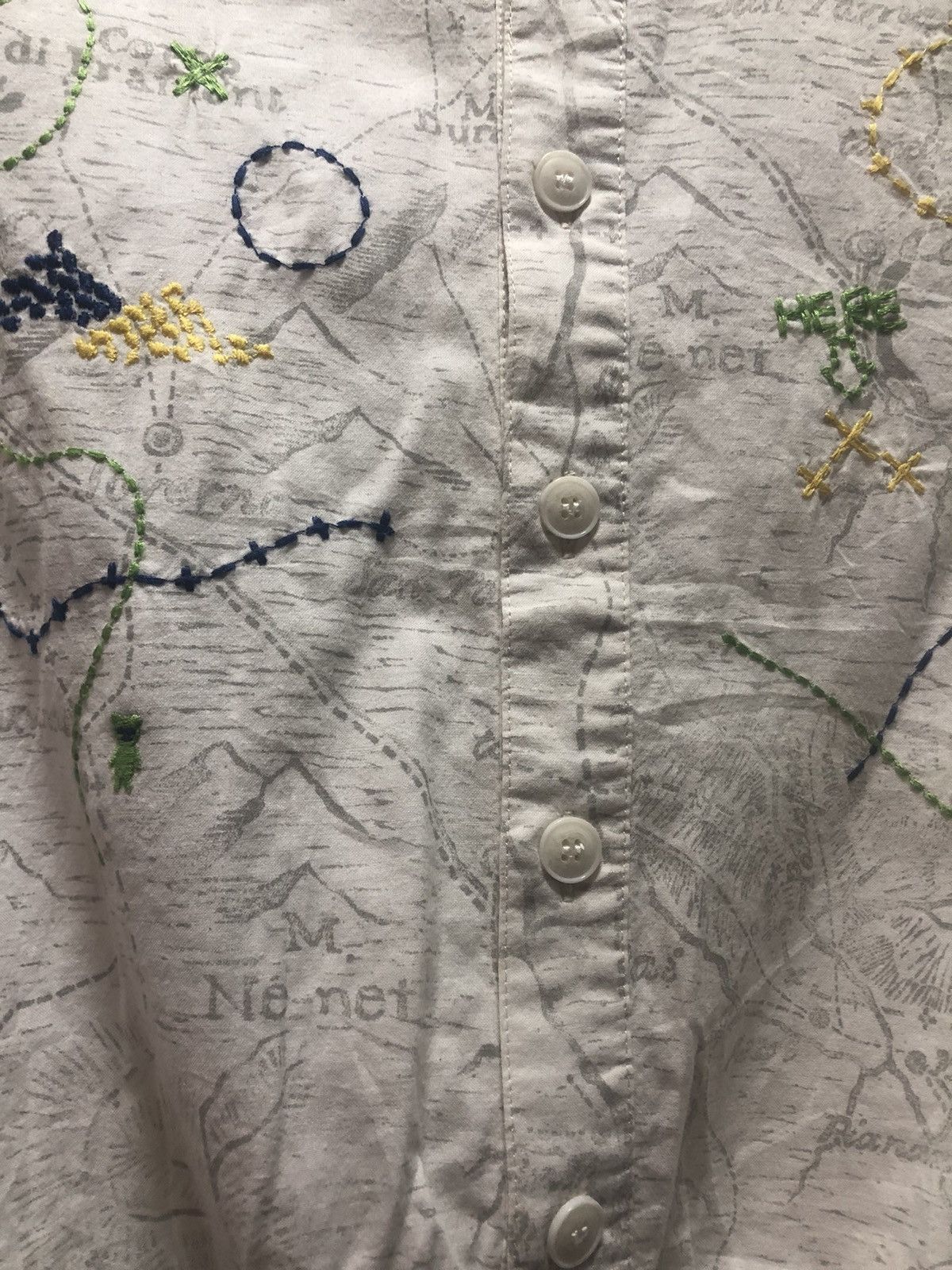 Issey Miyake × Ne-Net NE NET Shirt Maps Button Drawstring Size S / US 4 / IT 40 - 3 Thumbnail