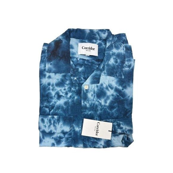 Corridor Corridor Mens Blue Tie Dye Collared Long Sleeve Button Up Sh Size US XL / EU 56 / 4 - 2 Thumbnail