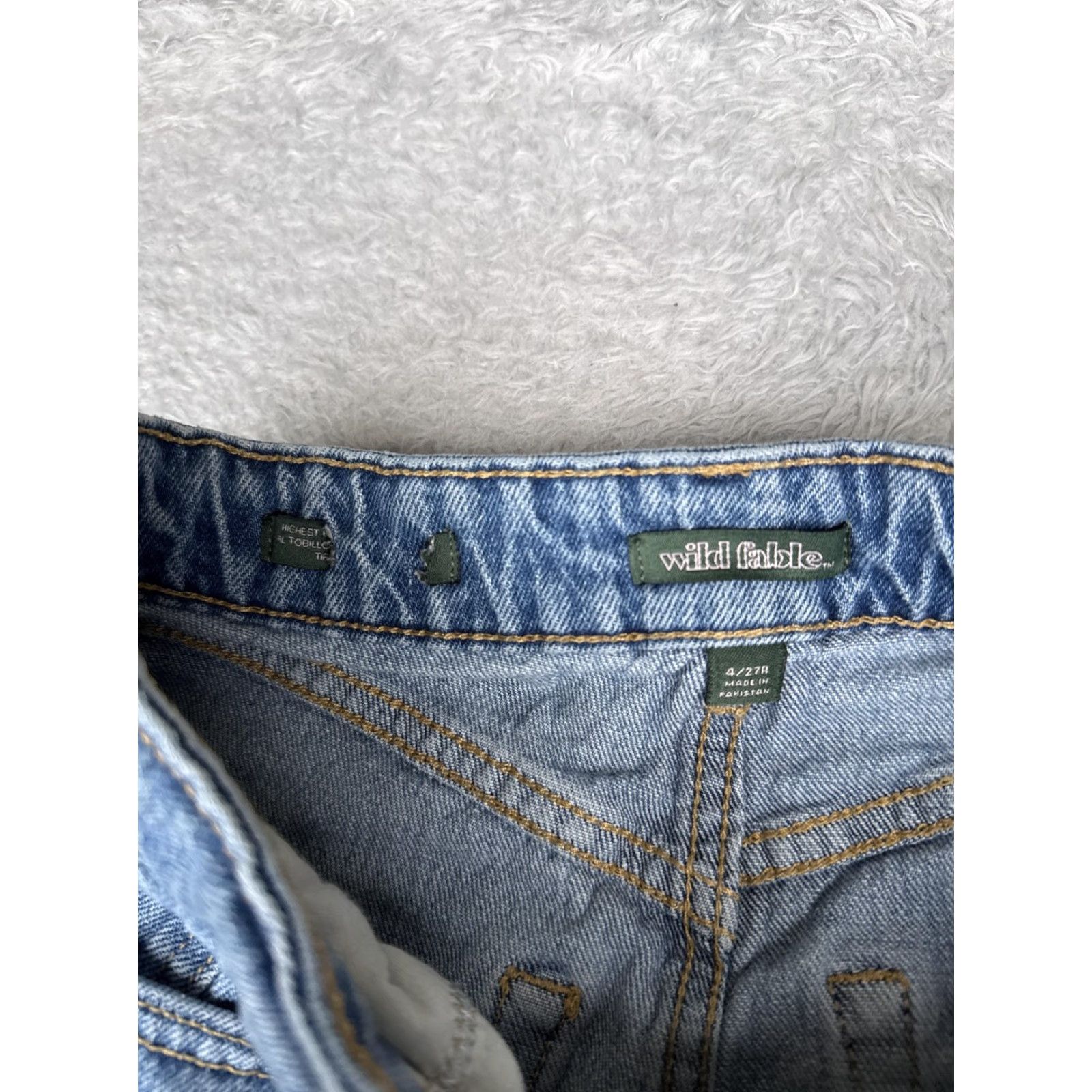 Vintage VINTAGE is not applicable; Wild Fable Jeans Womens 4 Blue High Rise Wide-Leg Crop Glitter Denim 90s Pockets 5-Pocket Design Zip Fly Size 27" / US 4 / IT 40 - 6 Thumbnail