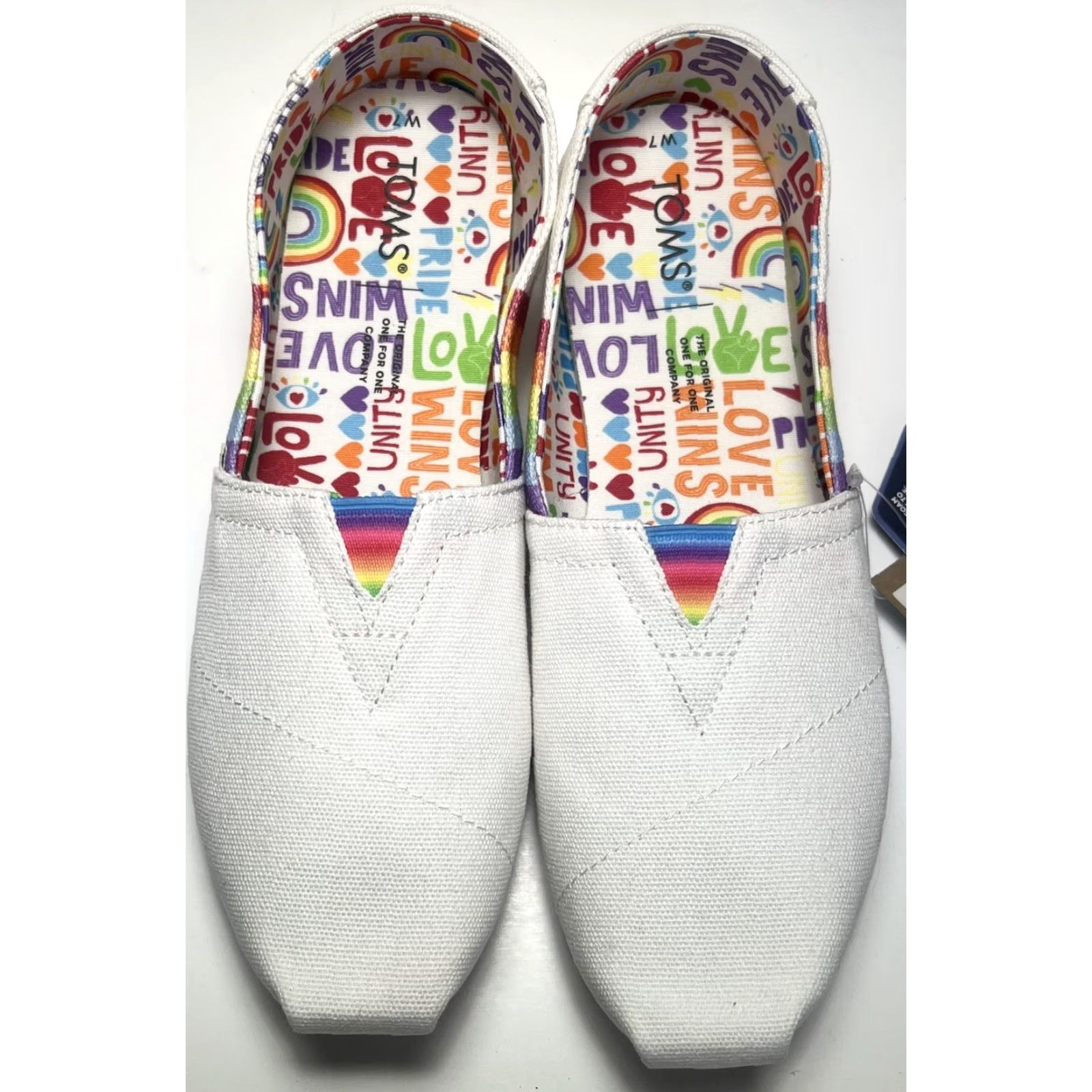 Toms TOMS Alpargatas Slip-On Pride Rainbow White Canvas Women’s Flat Shoes 7 M Size US 5 / IT 35 - 5 Thumbnail