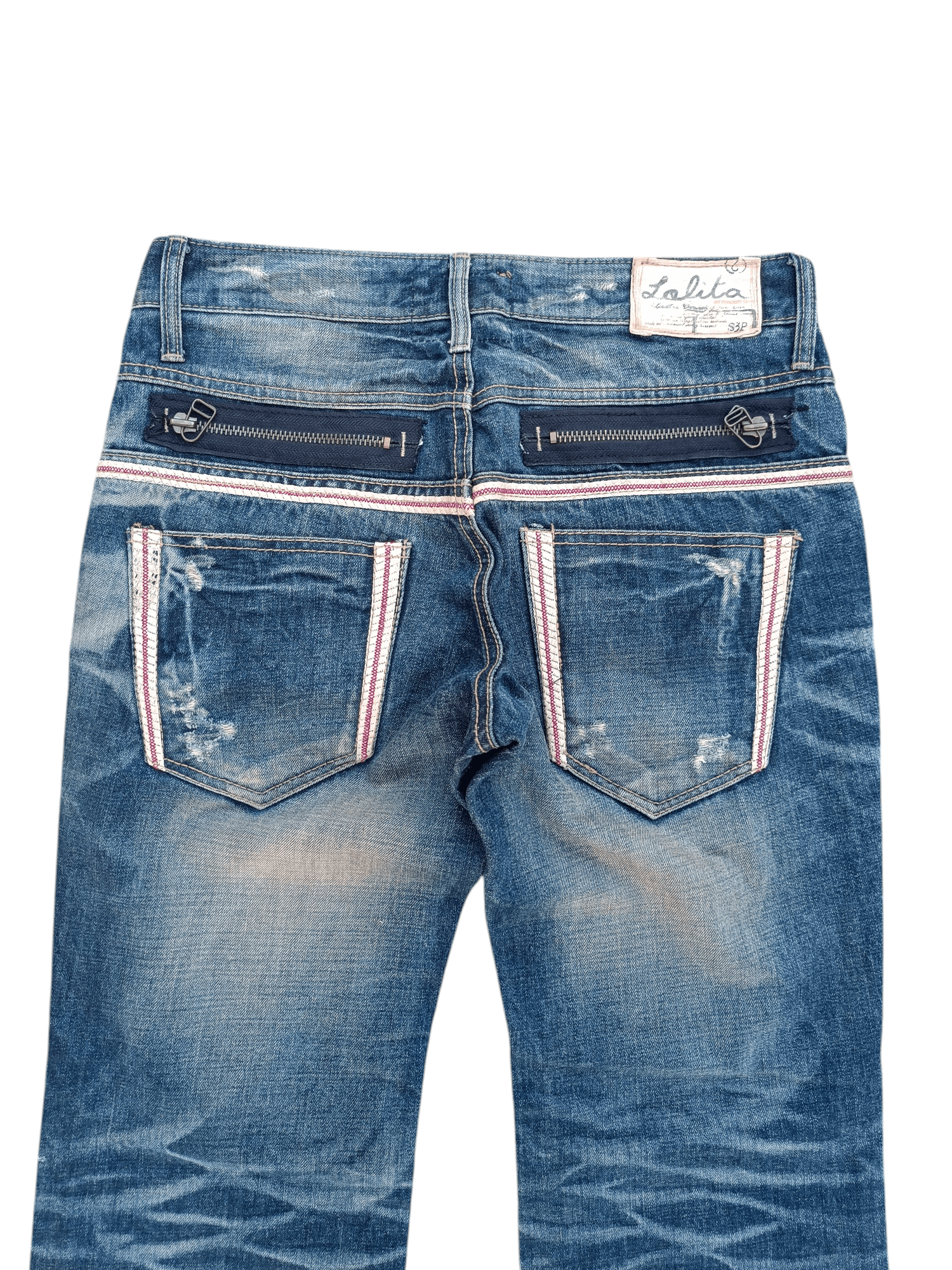 Designer FLARED💥 LOLITA JEANS DISTRESSED WHISKERS DENIM Size US 32 / EU 48 - 22 Thumbnail