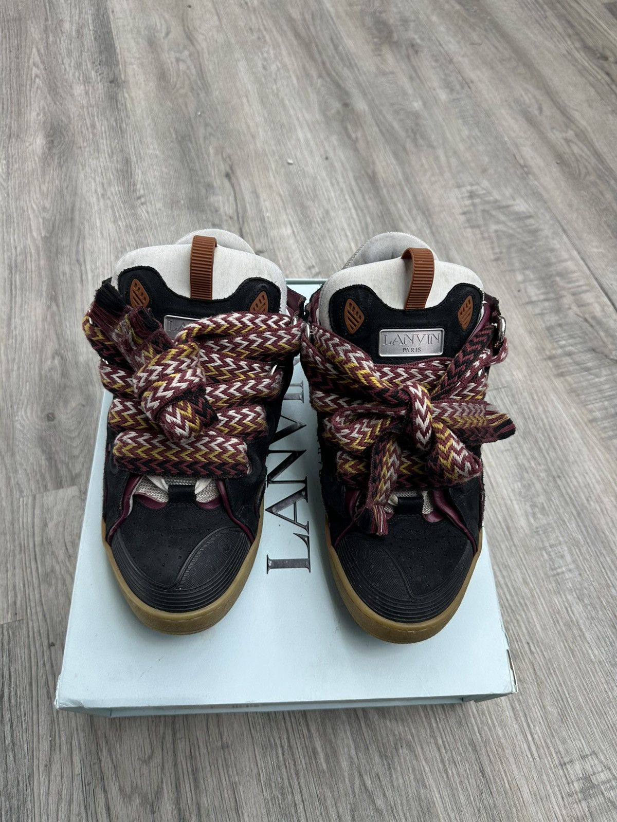 Lanvin Lanvin Curb Sneaker Black Maroon Red Laces Size US 11 / EU 44 - 4 Thumbnail