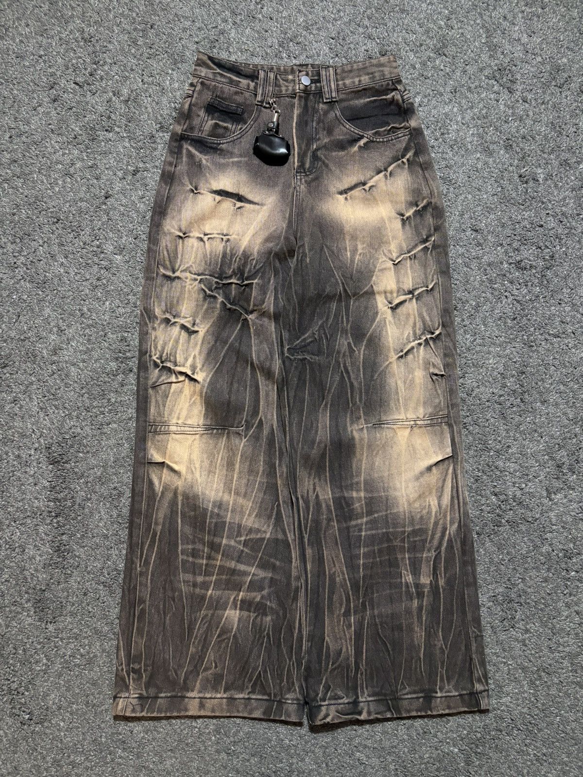 Jean × Vintage Vintage very rare wide super baggy thunder brown jeans Size US 29 - 1 Thumbnail