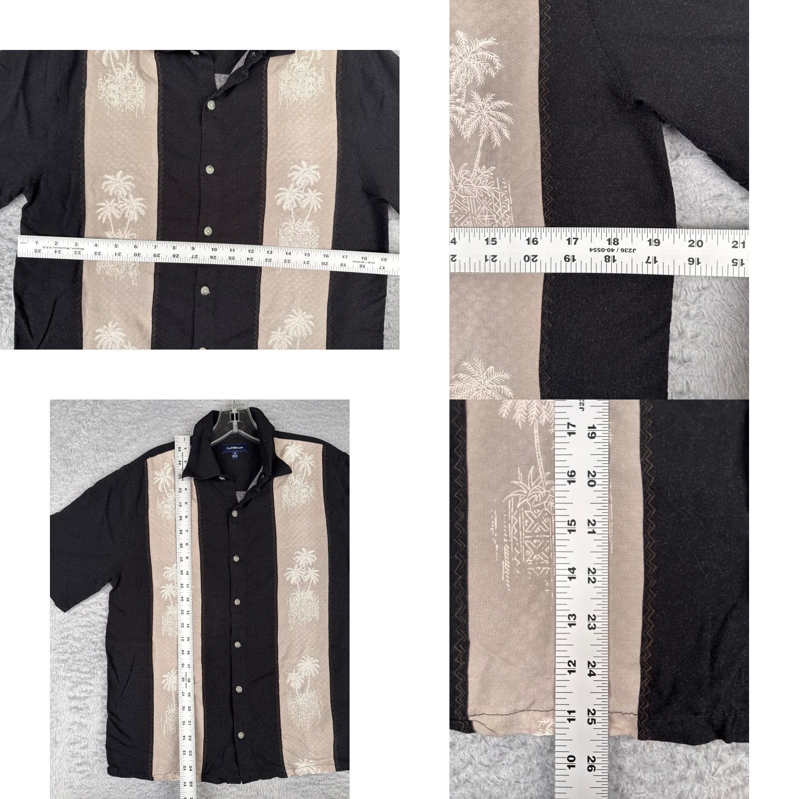 Croft & Barrow Croft & Barrow Shirt Men Small Black Beige Palm Tree Bowling Style 100% Rayon Size US S / EU 44-46 / 1 - 8 Thumbnail