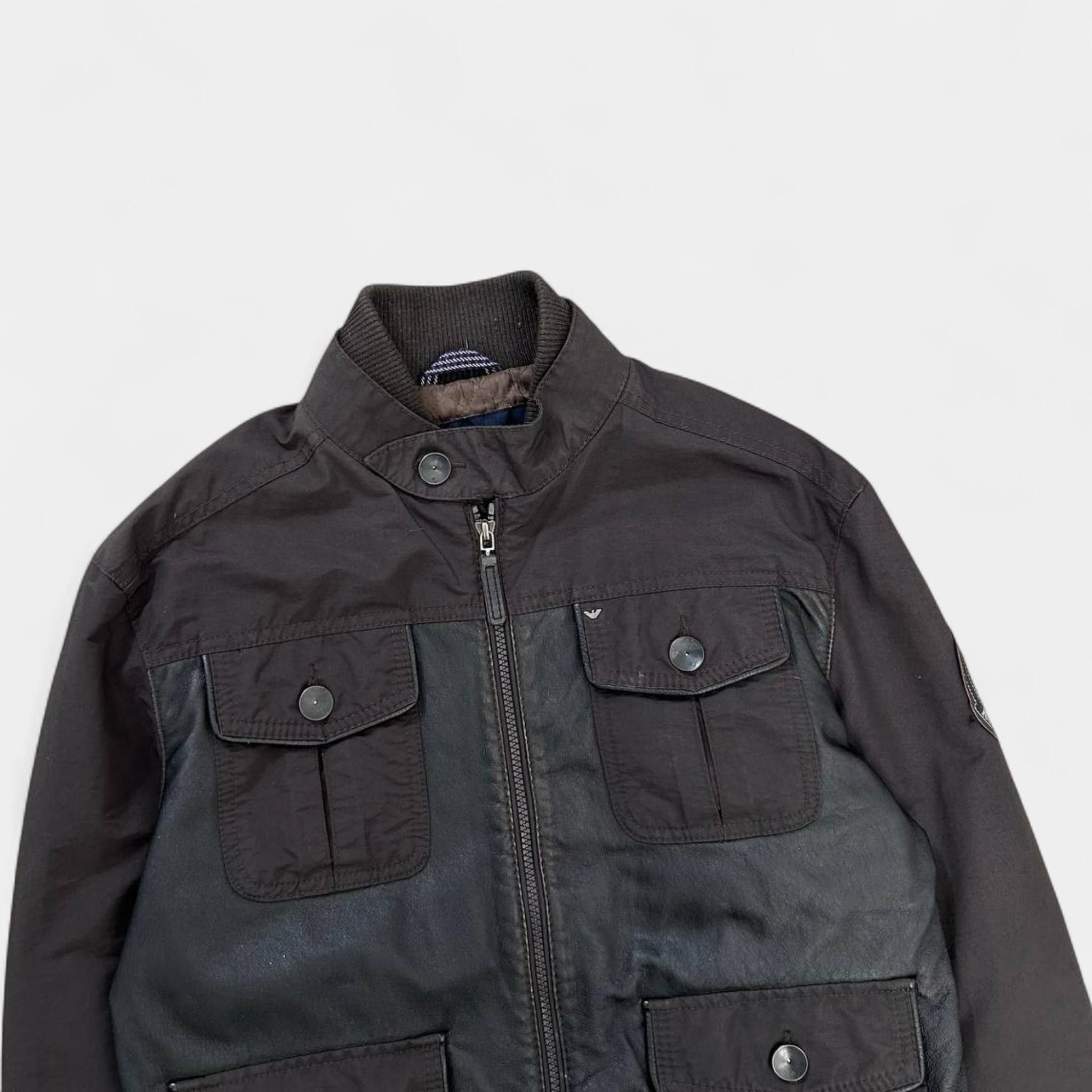 Armani Armani Jeans Leather Nylon Multipocket Cargo Jacket Size US M / EU 48-50 / 2 - 2 Thumbnail