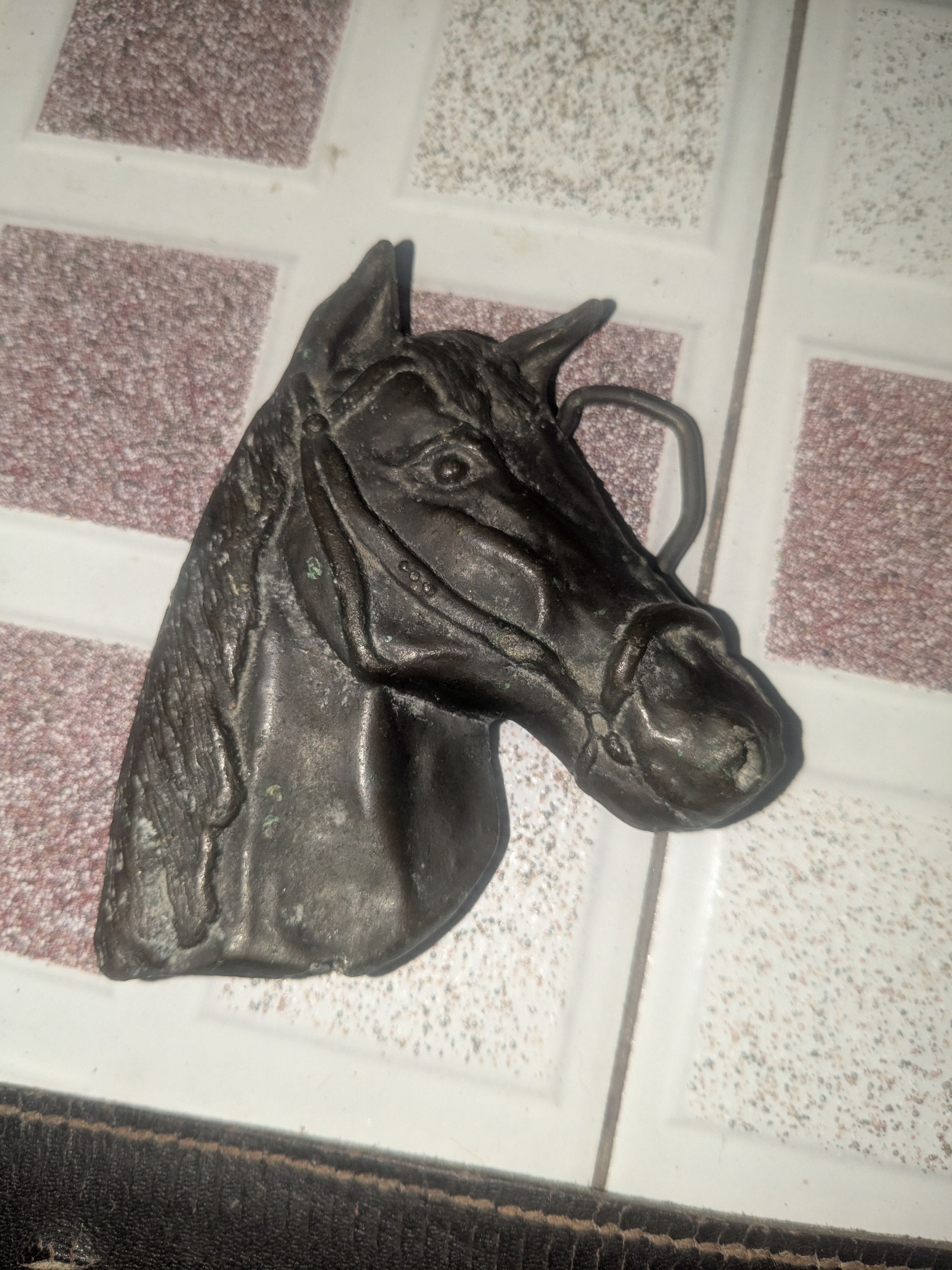 Vintage Brass vintage 1950's horse face belt buckle vintage Size ONE SIZE - 1 Thumbnail
