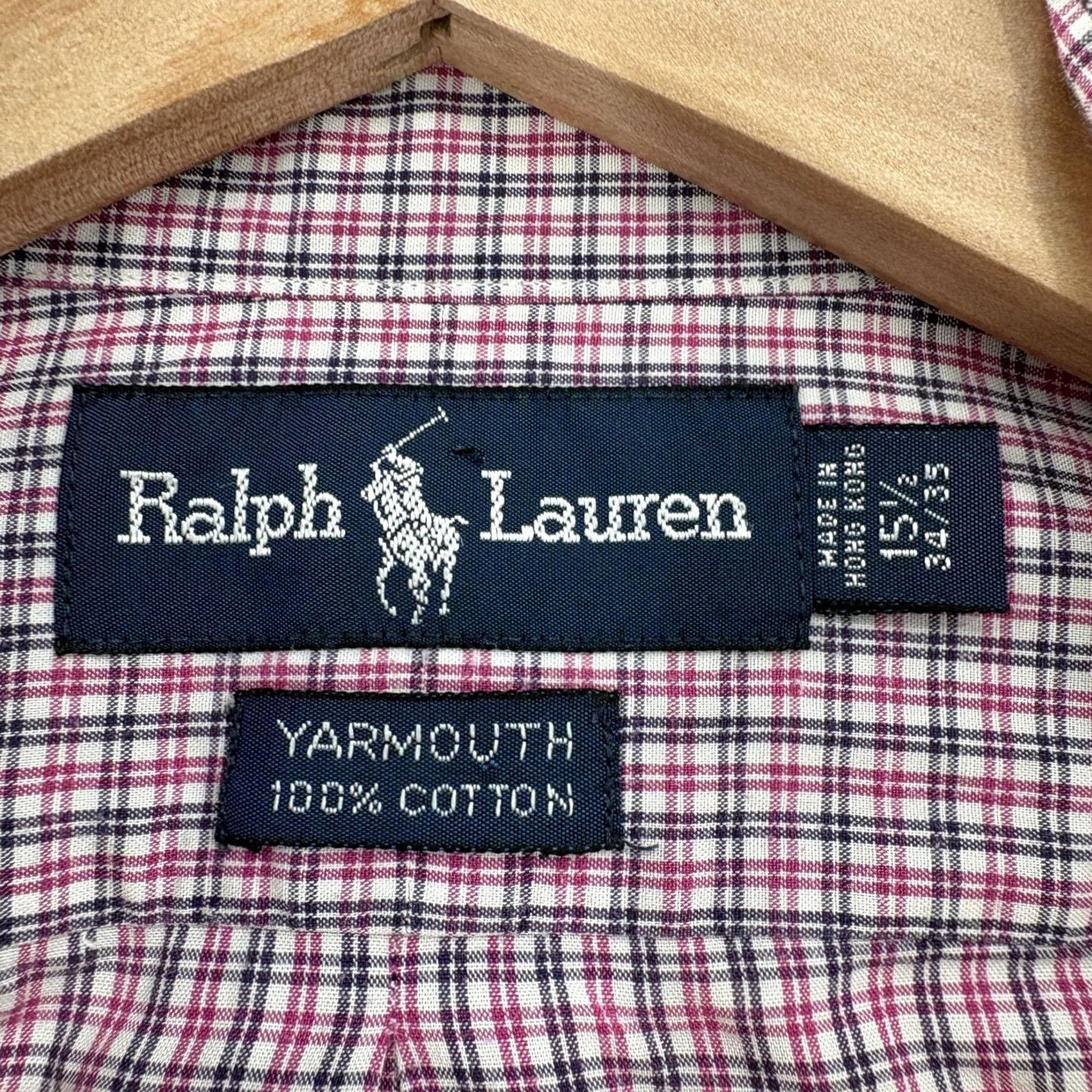 Ralph Lauren VINTAGE Ralph Lauren Shirt Mens Red Check Long Sleeve Yarmouth 15.5 34/35 90s Size US L / EU 52-54 / 3 - 4 Thumbnail