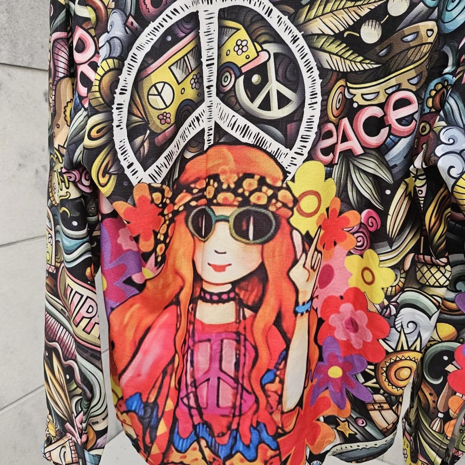 Other Women's Multi Colored Psychedelic Hippie Shirt Size L / US 10 / IT 46 - 3 Thumbnail