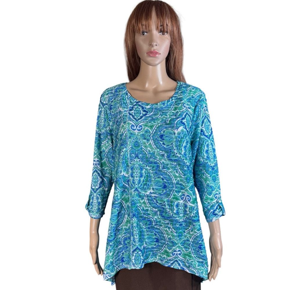 Chicos New Chico's Zenergy Paisley Seam-Detail Tunic Size 2 US L Size L / US 10 / IT 46 - 2 Thumbnail