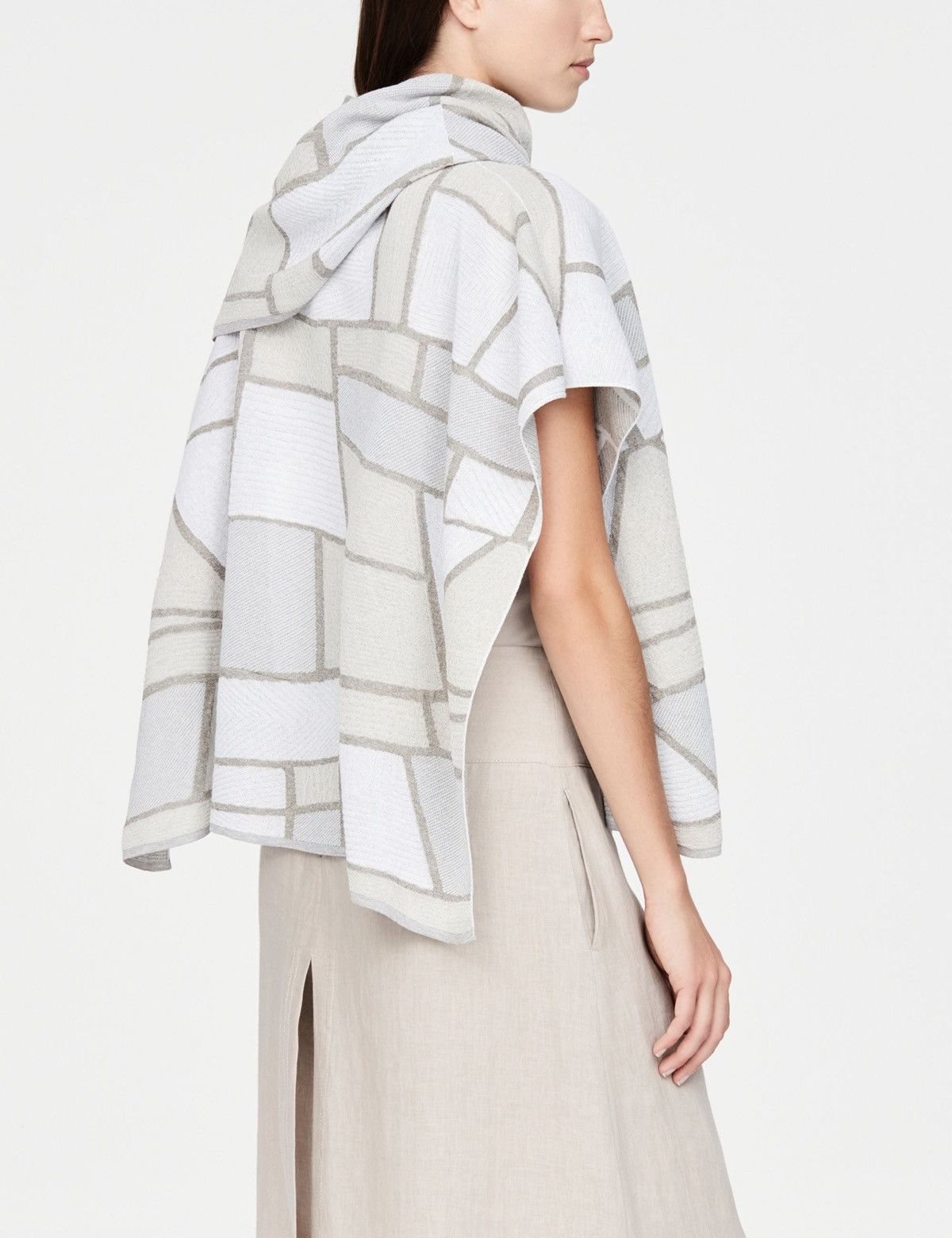 Sarah Pacini Sarah Pacini Women Landscape Poncho Grey Cowl Neck Oversized Size ONE SIZE - 2 Thumbnail