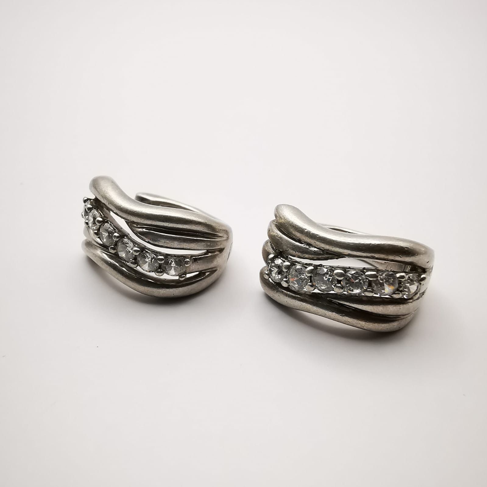 Sterling Silver × Vintage Vintage 925 Sterling Silver Earrings Cubic Zirconia 7,7g Size ONE SIZE - 1 Thumbnail