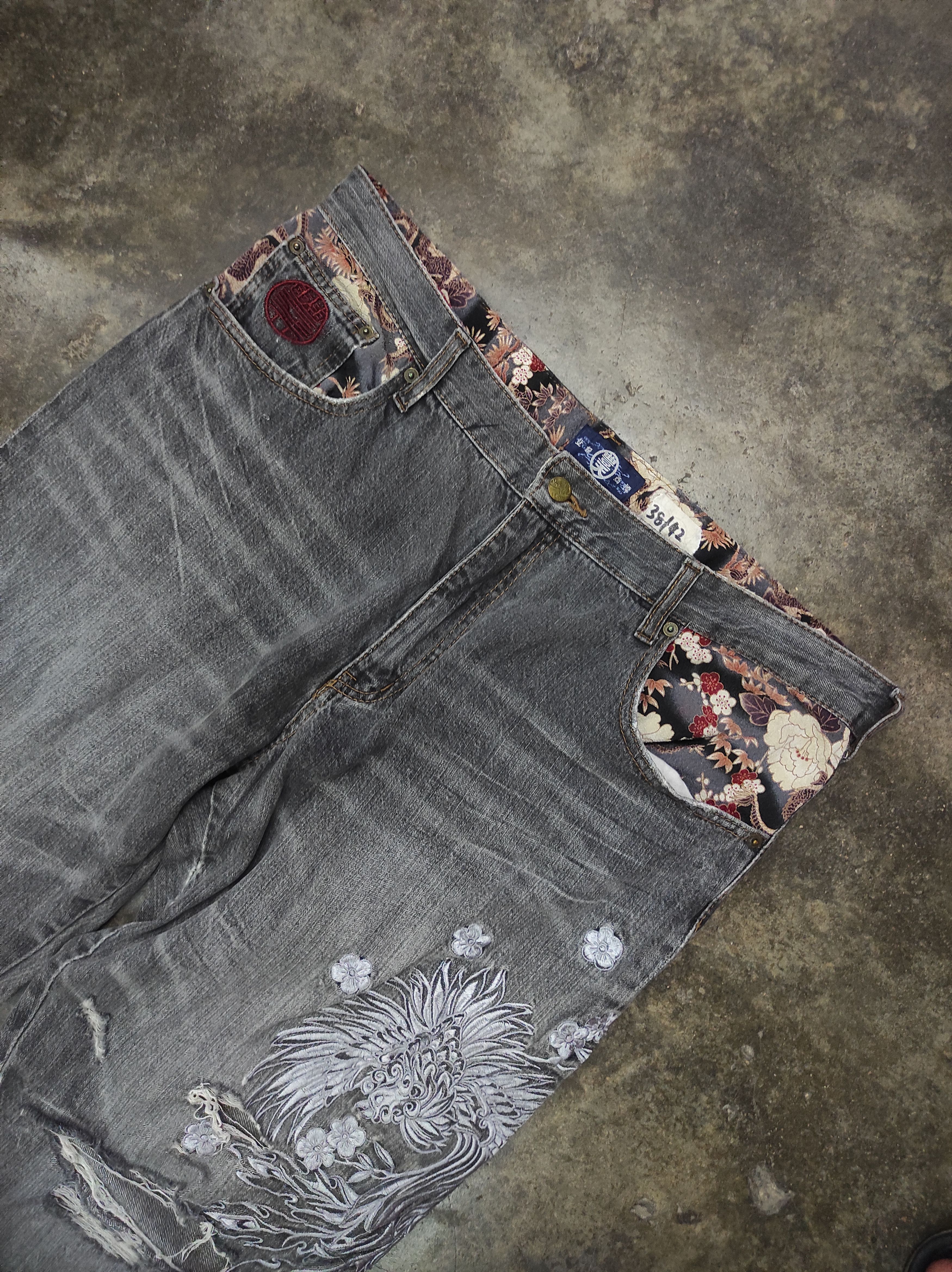Japanese Brand × Vintage DENIM SUKAJAN SAKURA DISTRESSED JEANS Size US 38 / EU 54 - 2 Thumbnail
