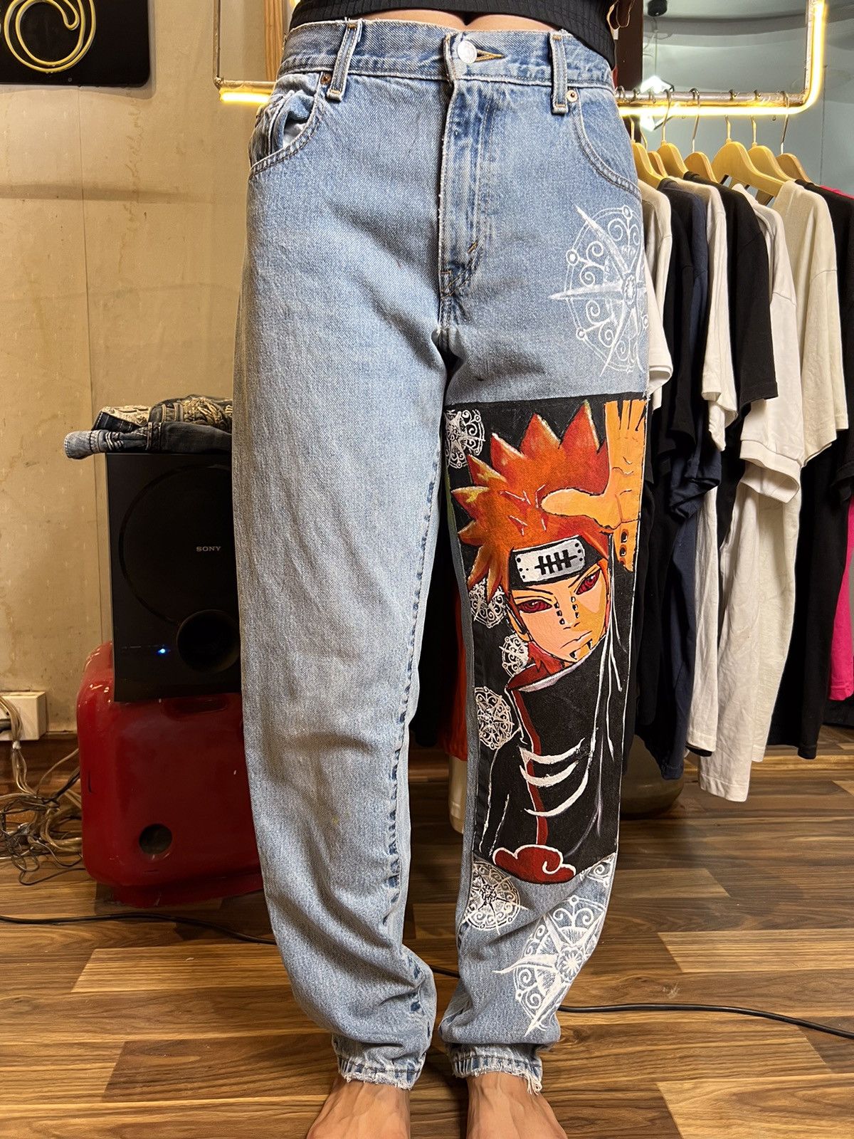 Levi's Vintage levis 550 pain ( natuto ) handmade printed denim Size US 29 - 1 Thumbnail