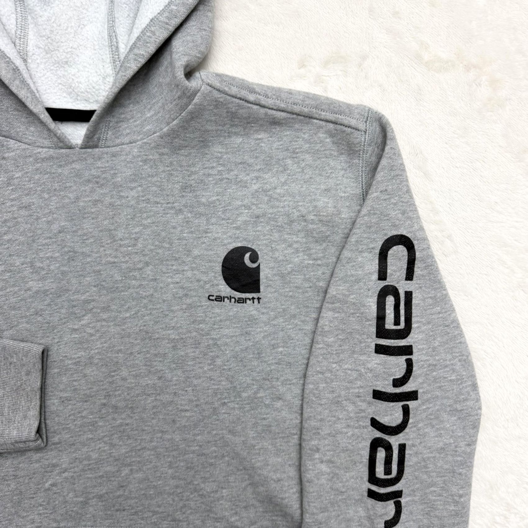 Carhartt VINTAGE Carhartt Hoodie Shirt Mens S Gray Sleeve Logo Fleece Pullover Workwear Size US S / EU 44-46 / 1 - 3 Thumbnail