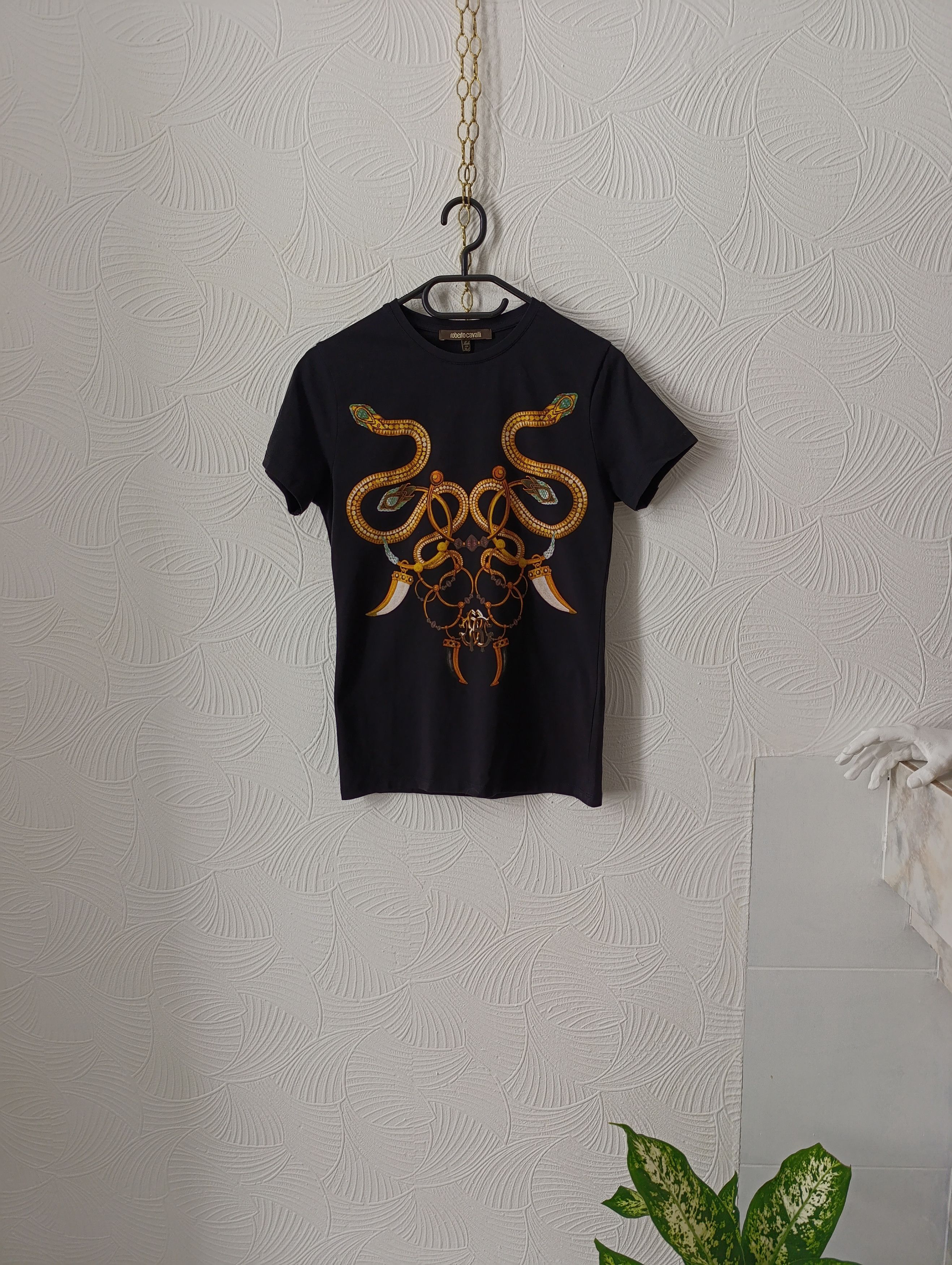 Roberto Cavalli ROBERTO CAVALLI WOMENS T-SHIRT MIRROR SNAKE PRINT Size M / US 6-8 / IT 42-44 - 1 Thumbnail