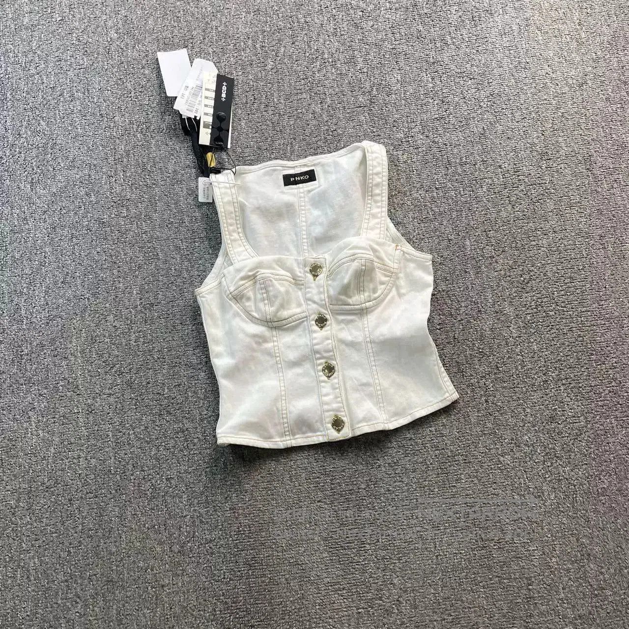 Pinko PINKO White Denim Vest. Size S / US 4 / IT 40 - 4 Thumbnail