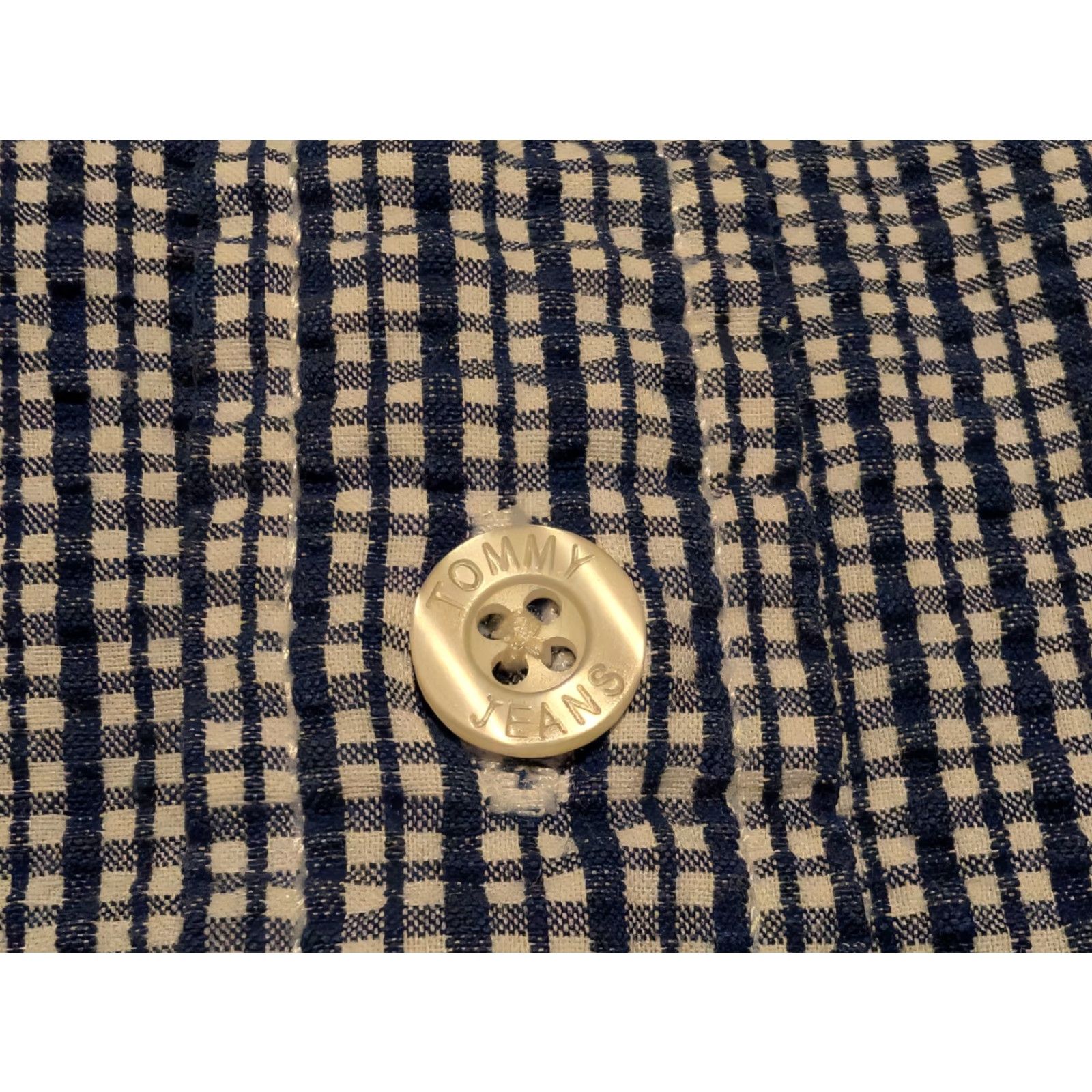Tommy Hilfiger VINTAGE Tommy Hilfiger Button-Up Shirt Short Sleeve Seersucker Check Navy Crinkle L 90s Men’s Shirt Size US L / EU 52-54 / 3 - 5 Thumbnail