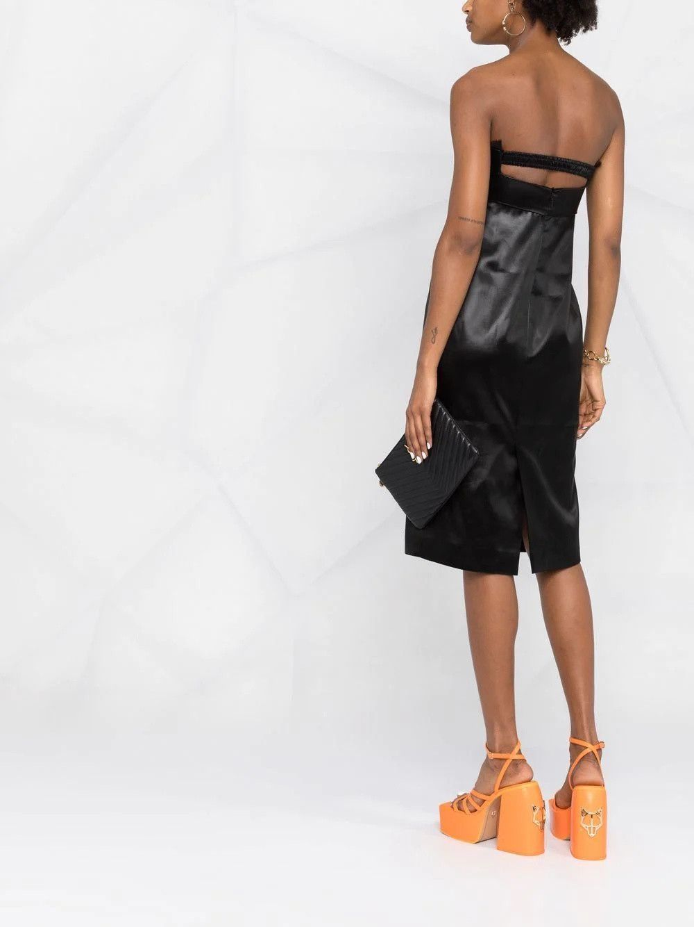 Saint Laurent Paris o1bcso1str1125 Strapless Dress In Lacquered in Black Size XS / US 0-2 / IT 36-38 - 6 Thumbnail