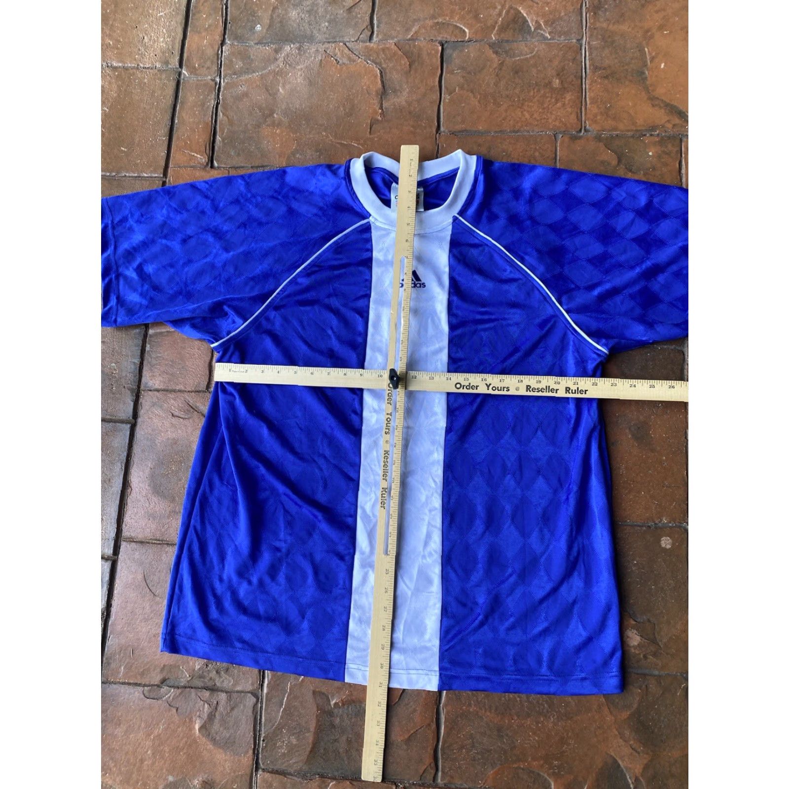 Adidas VINTAGE Adidas Center Logo Soccer Jersey XL Blue White Embroidered Mens 90s Short Sleeve Crew Neck Pullover Jersey Soccer All Seasons Fashion Size US XL / EU 56 / 4 - 4 Thumbnail