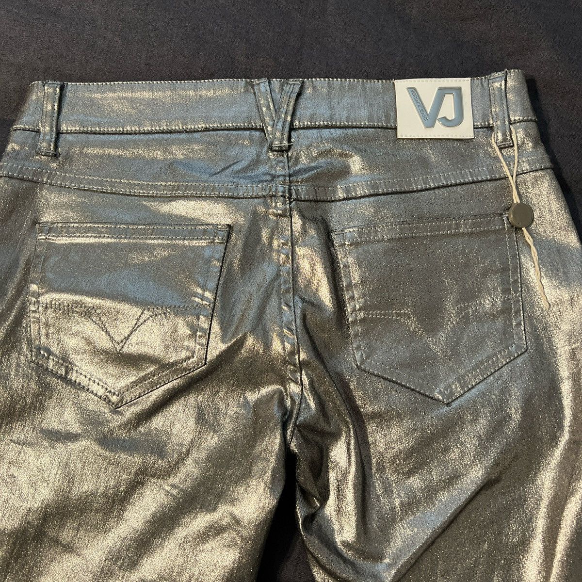 Versace Versace Jeans Silver Coated Denim Pants Size 27" / US 4 / IT 40 - 2 Thumbnail