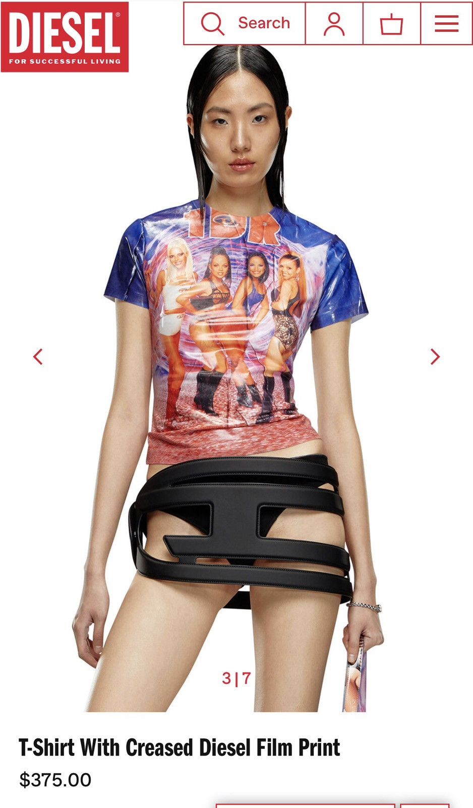 Diesel T-Shirt With Creased Diesel Film Print Size M / US 6-8 / IT 42-44 - 2 Thumbnail