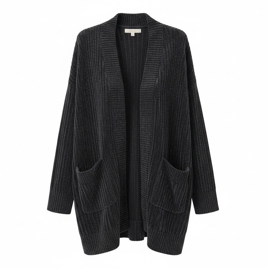 Loft LOFT Women’s Small Black Ribbed Chenille Cardigan Sweater Size S / US 4 / IT 40 - 1 Thumbnail