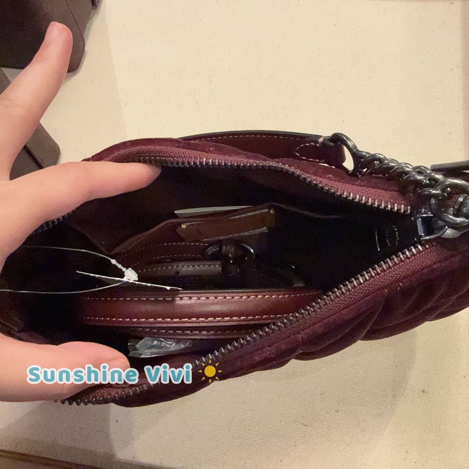 Coach NWT Coach Teri Shoulder Bag Quilting CCW70 Gunmetal/Burgundy Size ONE SIZE - 6 Thumbnail
