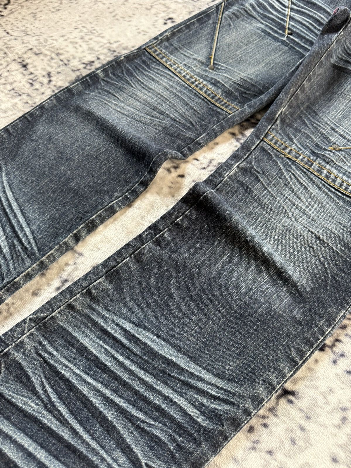 Japanese Brand Lemans Japan Claw Mark Whiskers Shadow Wash Jeans Size US 29 - 6 Thumbnail