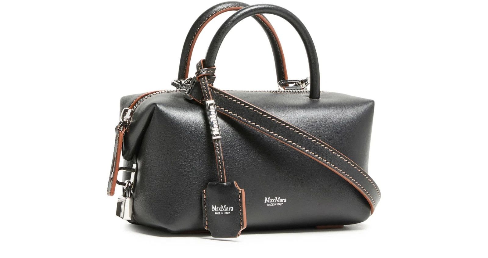 Max Mara MAX MARA Holdall Small Black Leather Bag $1560 Size ONE SIZE - 2 Thumbnail