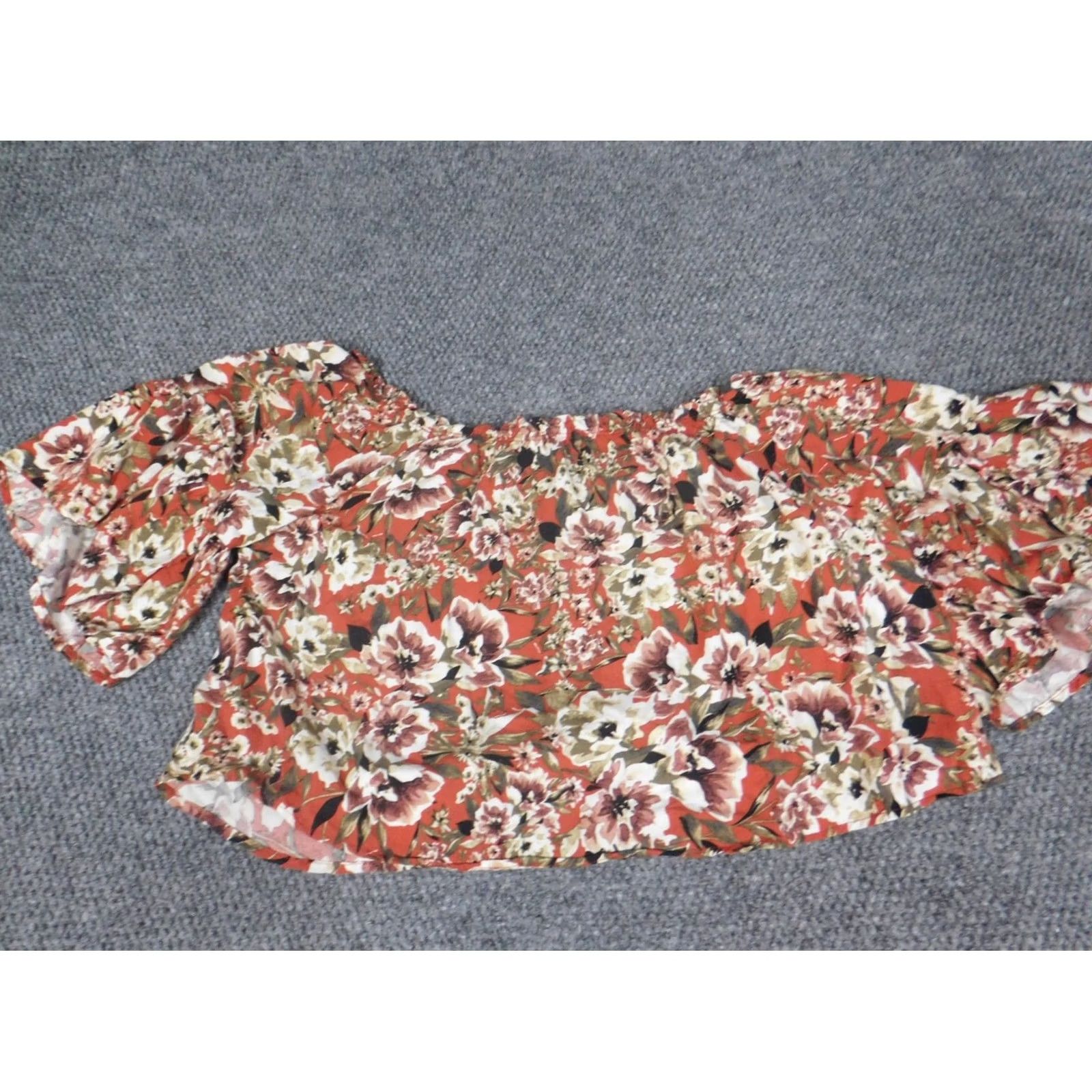 Bcbgmaxazria Purple Rain Womens Blouse XL Orange Floral Crew Neck Short Sleeve Pullover Rayon Button Tunic Casual BCBGMAXAZRIA Regular Women Size XL / US 12-14 / IT 48-50 - 7 Thumbnail