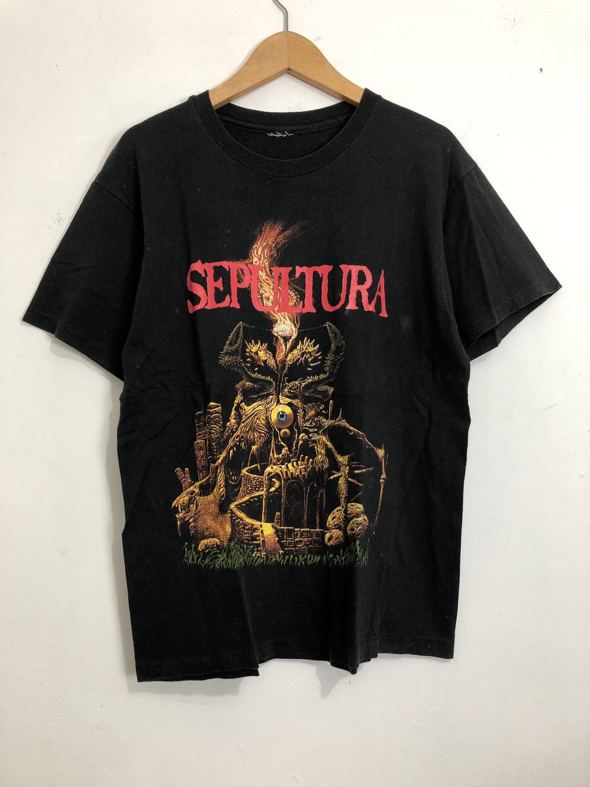 image of Band Tees x Vintage 90's Sepultura Arise T-Shirt in Black, Men's (Size Medium)
