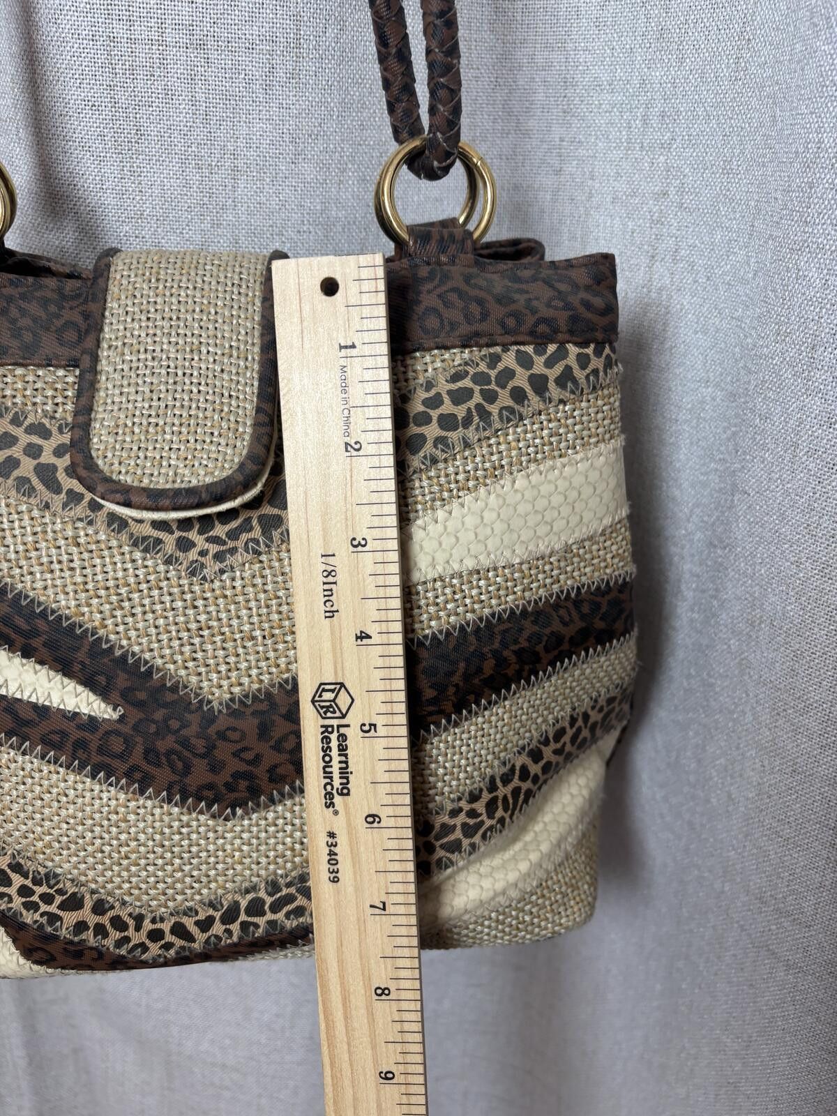 The Unbranded Brand Woven Y2K Forest Fairy Patchwork Bag Leopard Print Accents Size ONE SIZE - 5 Thumbnail