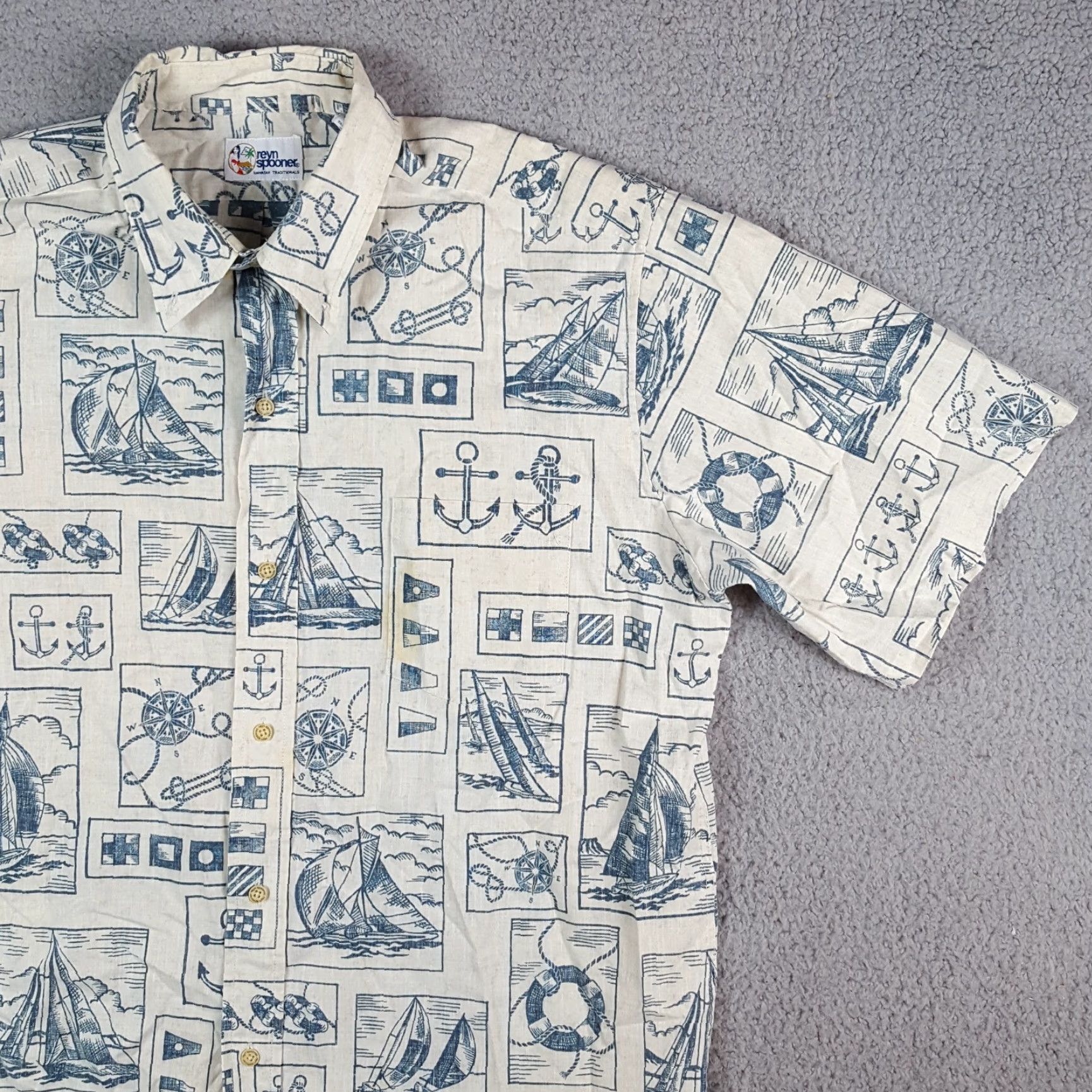 Reyn Spooner VINTAGE Reyn Spooner Hawaiian Nautical Boat Print Shirt Men's L Button-Up Collared Shirt Size US L / EU 52-54 / 3 - 3 Thumbnail