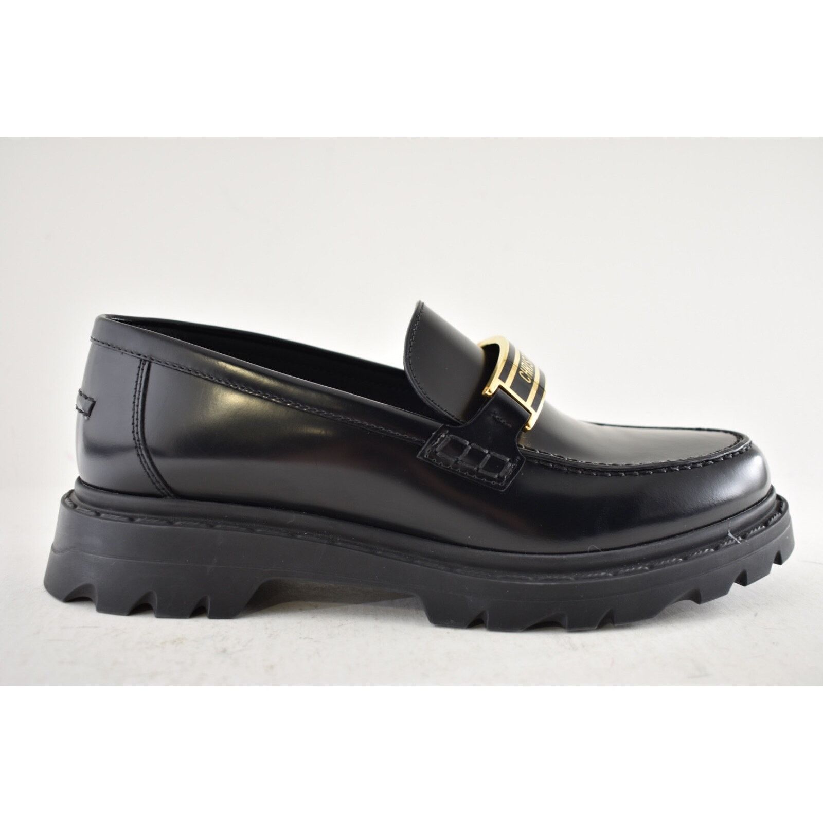 Dior Dior Code Black Brushed Calfskin Leather Gold Logo Loafer Size US 7.5 / IT 37.5 - 2 Thumbnail