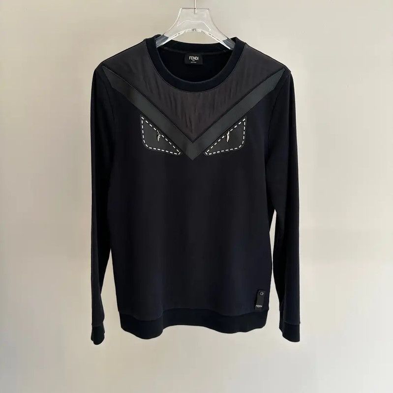 Fendi Fendi Black Cotton Monster Print Long Sleeve Sweatshirt 0089 Size US XL / EU 56 / 4 - 1 Thumbnail