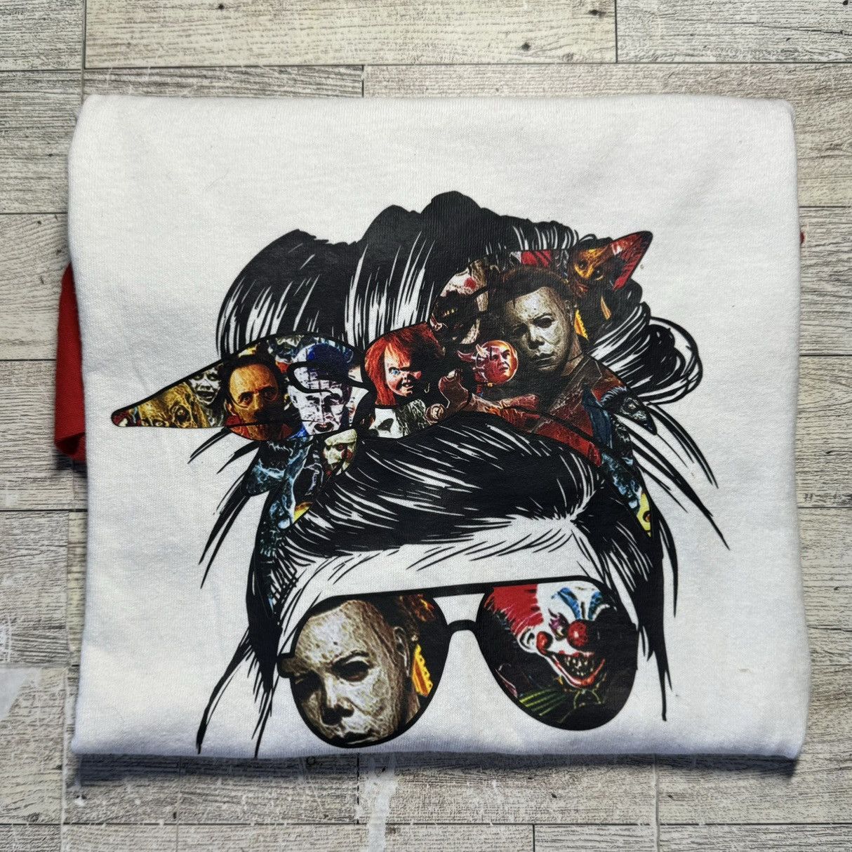 Other Messy Bun/Horror Movie, Custom Halloween Raglan Tee Size M / US 6-8 / IT 42-44 - 15 Thumbnail