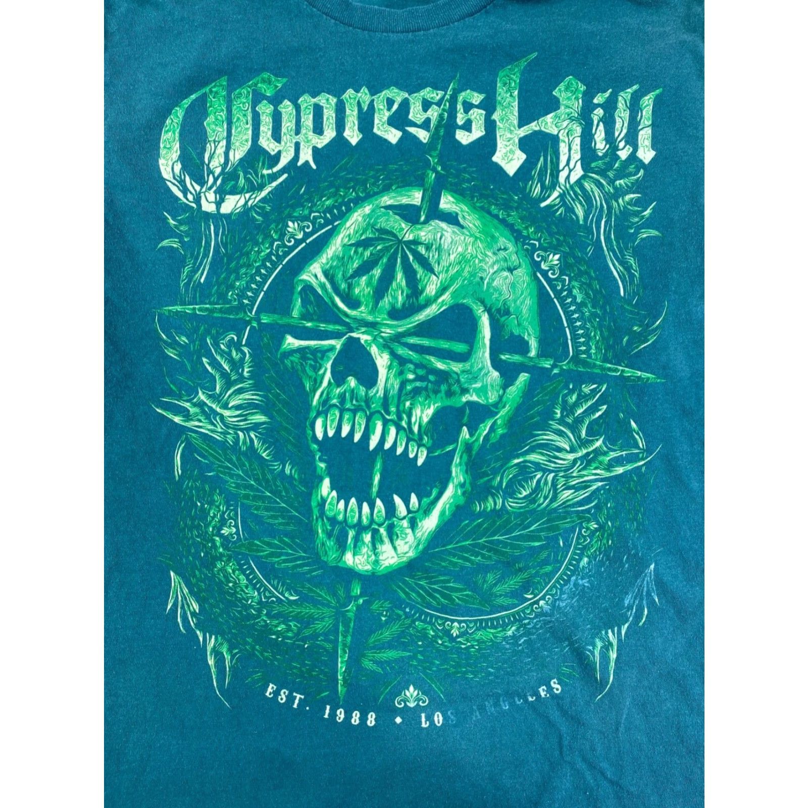Vintage Cypress Hills T Shirt Mens S Green Hip Hop 90s Skull Rap Size US S / EU 44-46 / 1 - 2 Thumbnail