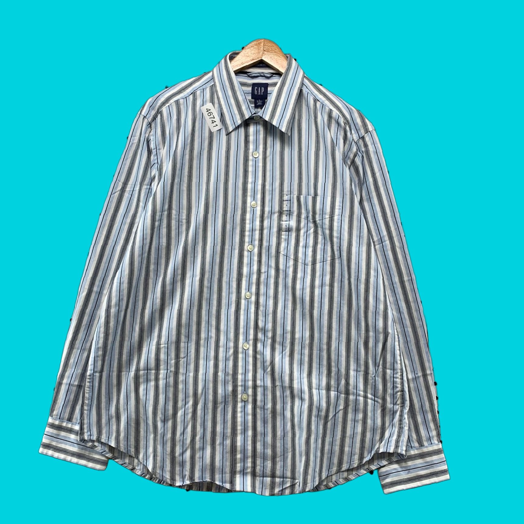 Gap VINTAGE GAP Button-Up Shirt Mens XL Blue Striped Long Sleeve Classic Fit Collared Button N/A Size US XL / EU 56 / 4 - 1 Thumbnail