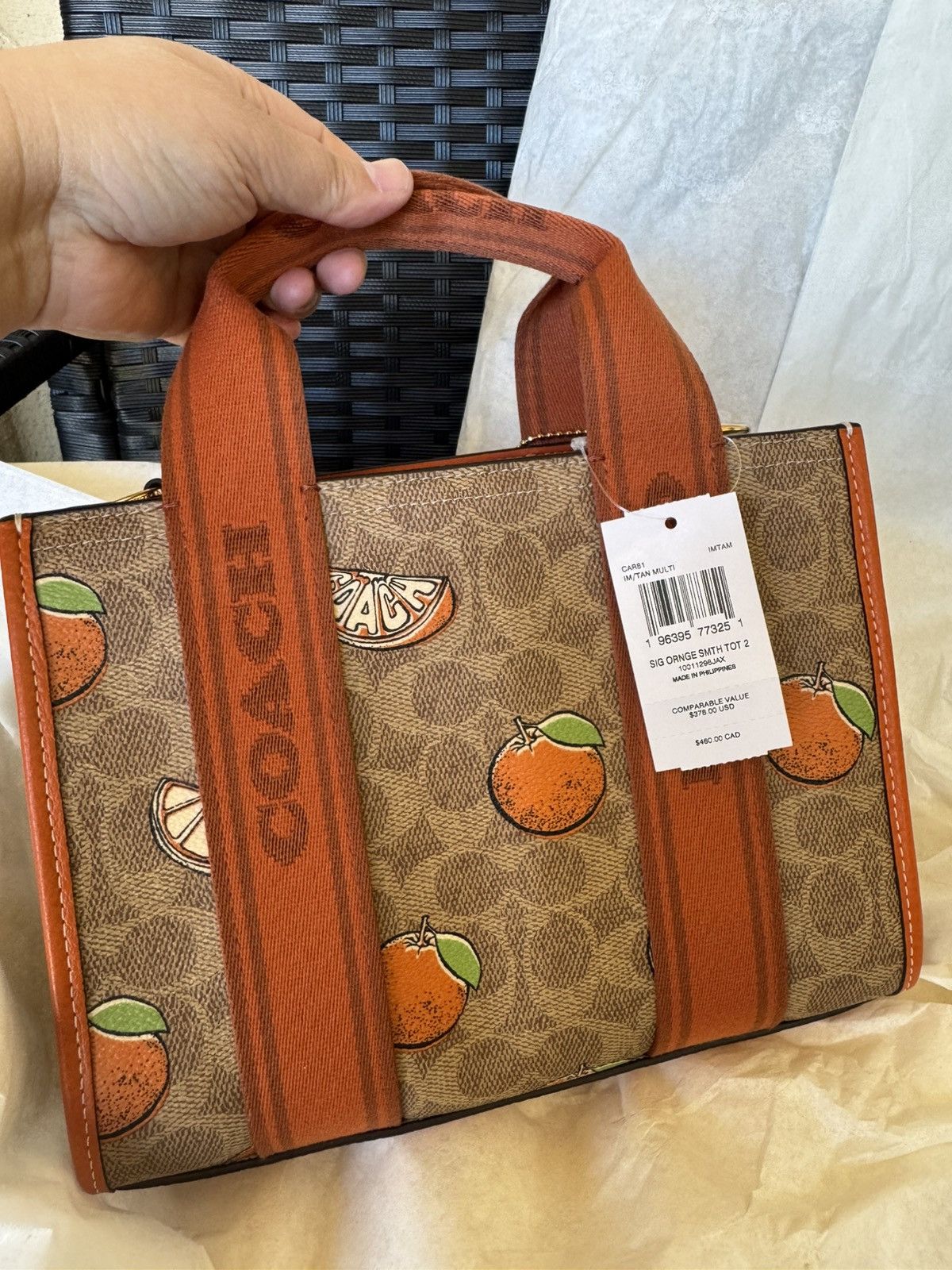 Coach NWT COACH Smith Tote Bag 24 With Orange Print CAR81 Size ONE SIZE - 4 Thumbnail