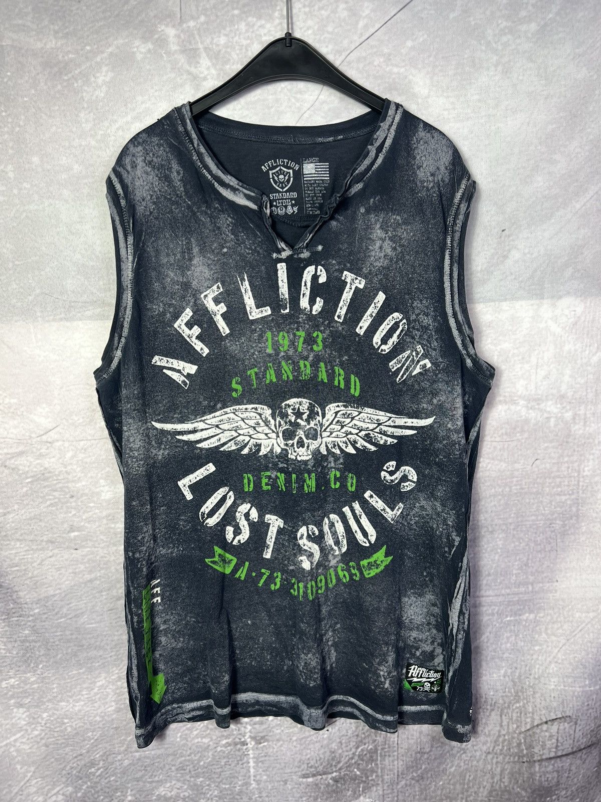 Affliction Affliction Lost Souls Washed Dark Grey Tank Top Y2K Gothic Grunge Size US L / EU 52-54 / 3 - 1 Thumbnail