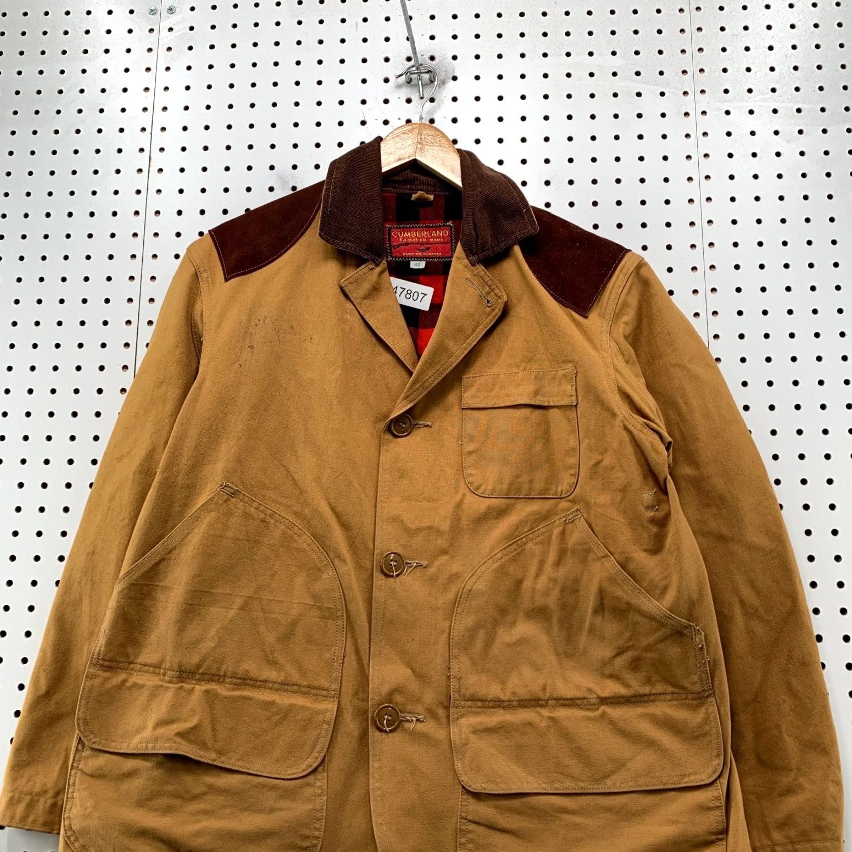 Timberland Cumberland Jacket Mens 40 Brown Canvas Hunting Barn Chore Leather Trim Vintage Jacket Size US XXS / EU 40 - 4 Thumbnail
