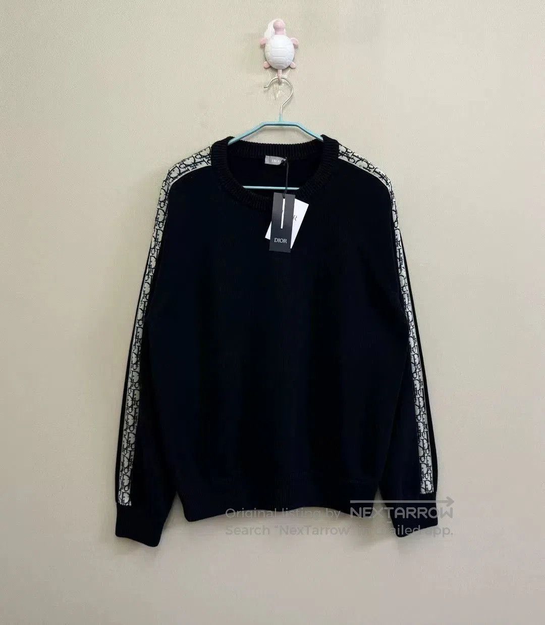 dior black blue logo sweater with tags.